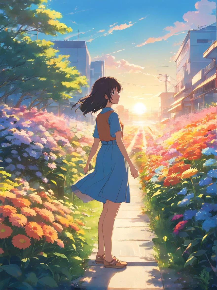 Colorful flowers in the sun