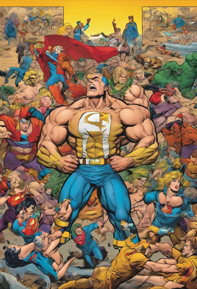 American comics, the comic story is presented in couple of man having an orgy please fix the penis model