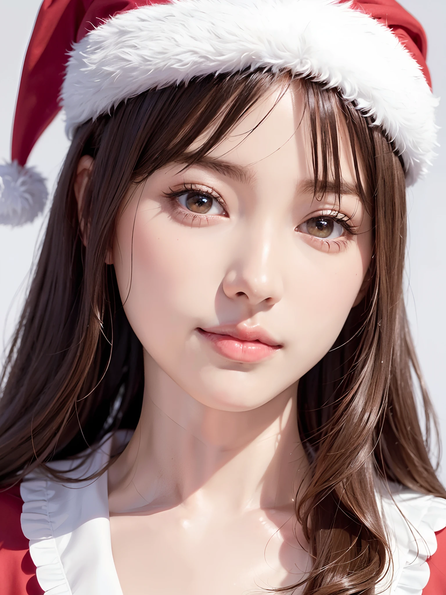 ((masuter piece、Best Quality、masutepiece、top-quality、Highest Standards、Top image quality、Very beautiful adult attractive woman、Add intense highlights to the eyes、bright color eyes、Slightly bigger eyes、lipgloss、Lustrous hair))、(Raw photo:1.4)、(photoRealstic:1.4)、((Almost never look up、Look firmly at the camera、Take a photo from a little above with the camera))、Beautiful face with perfect symmetry、beautiful detailed women、extremely detailed eye and face、beatiful detailed eyes、Smile at your audience、Very smiling、Beautiful teeth、Beautiful teeth alignment、ultra-detailliert、ighly detailed、((High  Girl Santa Claus Uniform、Santa Claus costume as imagined、Santa Claus hat、Santa Claus costume with a lot of white fluffy、Very large buttons、Quite thick red shoulder strap,))、8k wallpaper、Light on the Face、28-year-old girl、((Show off your panties))、(camel's toe)、shorth hair、shorth hair、long neck、Put your ears out、bangss、big eye、Lashes、kawaii、{Gigantic|Big|Huge|Mega} breasts, cleavage、very large breast、very Bigger breasts、very beautiful breast shape、Beautiful cleavage、tall supermodel、Long-legged supermodel、Supermodel with broad shoulders、bright color eyes、Shadow Fade、Christmas daytime nature background、Less natural light from the front、Lighten the shadows on the face a little