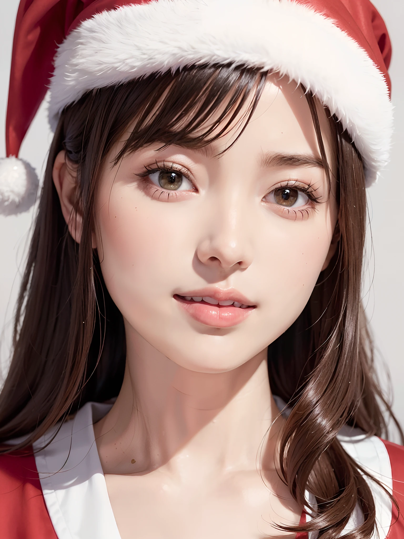 ((masuter piece、Best Quality、masutepiece、top-quality、Highest Standards、Top image quality、Very beautiful adult attractive woman、Add intense highlights to the eyes、bright color eyes、Slightly bigger eyes、lipgloss、Lustrous hair))、(Raw photo:1.4)、(photoRealstic:1.4)、((Almost never look up、Look firmly at the camera、Take a photo from a little above with the camera))、Beautiful face with perfect symmetry、beautiful detailed women、extremely detailed eye and face、beatiful detailed eyes、Smile at your audience、Very smiling、Beautiful teeth、Beautiful teeth alignment、ultra-detailliert、ighly detailed、((High School Girl Santa Claus Uniform、Santa Claus costume as imagined、Santa Claus hat、Santa Claus costume with a lot of white fluffy、Very large buttons、Quite thick red shoulder strap,))、8k wallpaper、Light on the Face、28-year-old girl、((Show off your panties))、(camel's toe)、shorth hair、shorth hair、long neck、Put your ears out、bangss、big eye、Lashes、kawaii、{Gigantic|Big|Huge|Mega} breasts, cleavage、very large breast、very Bigger breasts、very beautiful breast shape、Beautiful cleavage、tall supermodel、Long-legged supermodel、Supermodel with broad shoulders、bright color eyes、Shadow Fade、Christmas daytime nature background、Less natural light from the front、Lighten the shadows on the face a little