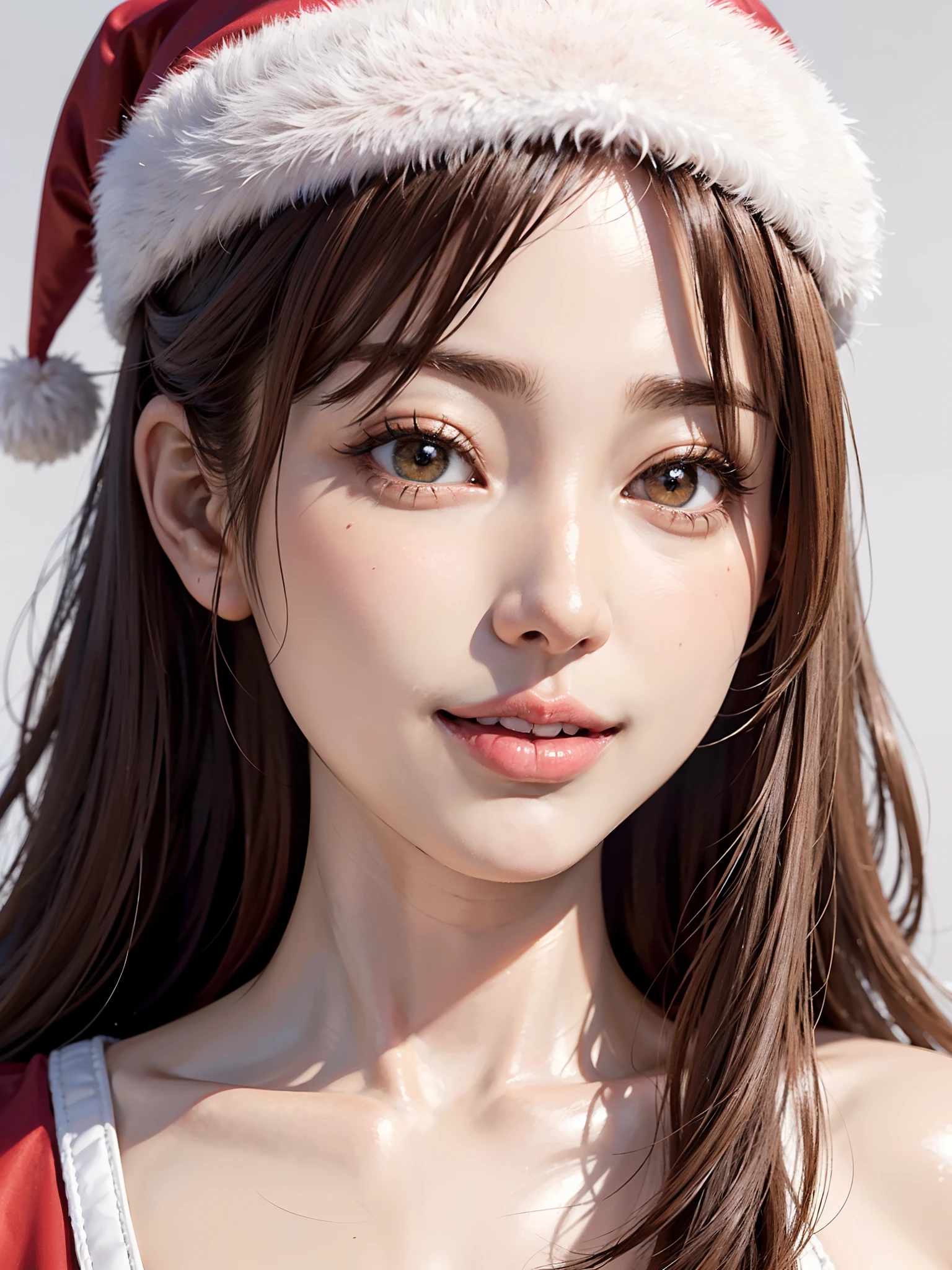 ((masuter piece、Best Quality、masutepiece、top-quality、Highest Standards、Top image quality、Very beautiful adult attractive woman、Add intense highlights to the eyes、bright color eyes、Slightly bigger eyes、lipgloss、Lustrous hair))、(Raw photo:1.4)、(photoRealstic:1.4)、((Almost never look up、Look firmly at the camera、Take a photo from a little above with the camera))、Beautiful face with perfect symmetry、beautiful detailed women、extremely detailed eye and face、beatiful detailed eyes、Smile at your audience、Very smiling、Beautiful teeth、Beautiful teeth alignment、ultra-detailliert、ighly detailed、((High School Girl Santa Claus Uniform、Santa Claus costume as imagined、Santa Claus hat、Santa Claus costume with a lot of white fluffy、Very large buttons、Quite thick red shoulder strap,))、8k wallpaper、Light on the Face、28-year-old girl、((Show off your panties))、(camel's toe)、shorth hair、shorth hair、long neck、Put your ears out、bangss、big eye、Lashes、kawaii、{Gigantic|Big|Huge|Mega} breasts, cleavage、very large breast、very Bigger breasts、very beautiful breast shape、Beautiful cleavage、tall supermodel、Long-legged supermodel、Supermodel with broad shoulders、bright color eyes、Shadow Fade、Christmas daytime nature background、Less natural light from the front、Lighten the shadows on the face a little