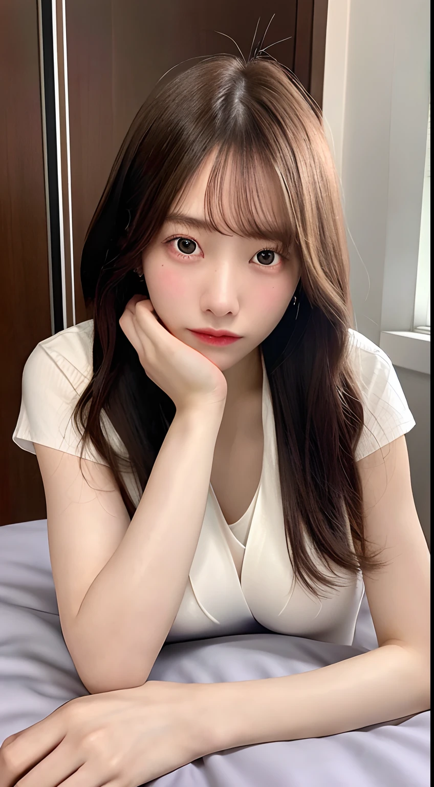 (photo realistic:1.2), solo,(masterpiece, best quality, ultra detailed,), best quality, high resolution, distinct image,(18 yo:1.1),athlete student girl,(180cm:1.1), parfect body, big chest, no make up, black hair, messy hair,(lying on bed:1.2),(head on pillow:1.3),(sleeping:1.3),(close eyes:1.3)(school uniform:1.2),bra, panties, (private room:1.1) bed, window, nsfw,