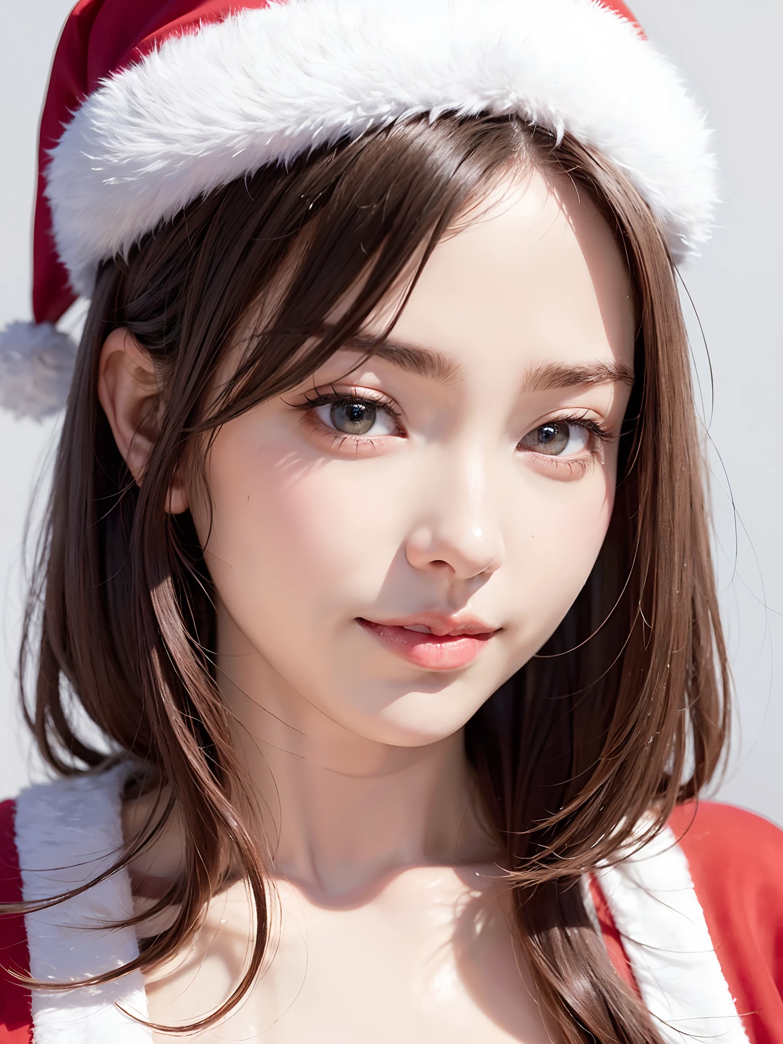 ((masuter piece、Best Quality、masutepiece、top-quality、Highest Standards、Top image quality、Very beautiful adult attractive woman、Add intense highlights to the eyes、bright color eyes、Slightly bigger eyes、lipgloss、Lustrous hair))、(Raw photo:1.4)、(photoRealstic:1.4)、((Almost never look up、Look firmly at the camera、Take a photo from a little above with the camera))、Beautiful face with perfect symmetry、beautiful detailed women、extremely detailed eye and face、beatiful detailed eyes、Smile at your audience、Very smiling、Beautiful teeth、Beautiful teeth alignment、ultra-detailliert、ighly detailed、((High School Girl Santa Claus Uniform、Santa Claus costume as imagined、Santa Claus hat、Santa Claus costume with a lot of white fluffy、Very large buttons、Quite thick red shoulder strap,))、8k wallpaper、Light on the Face、28-year-old girl、((Show off your panties))、(camel's toe)、shorth hair、shorth hair、long neck、Put your ears out、bangss、big eye、Lashes、kawaii、{Gigantic|Big|Huge|Mega} breasts, cleavage、very large breast、very Bigger breasts、very beautiful breast shape、Beautiful cleavage、tall supermodel、Long-legged supermodel、Supermodel with broad shoulders、bright color eyes、Shadow Fade、Christmas daytime nature background、Less natural light from the front、Lighten the shadows on the face a little