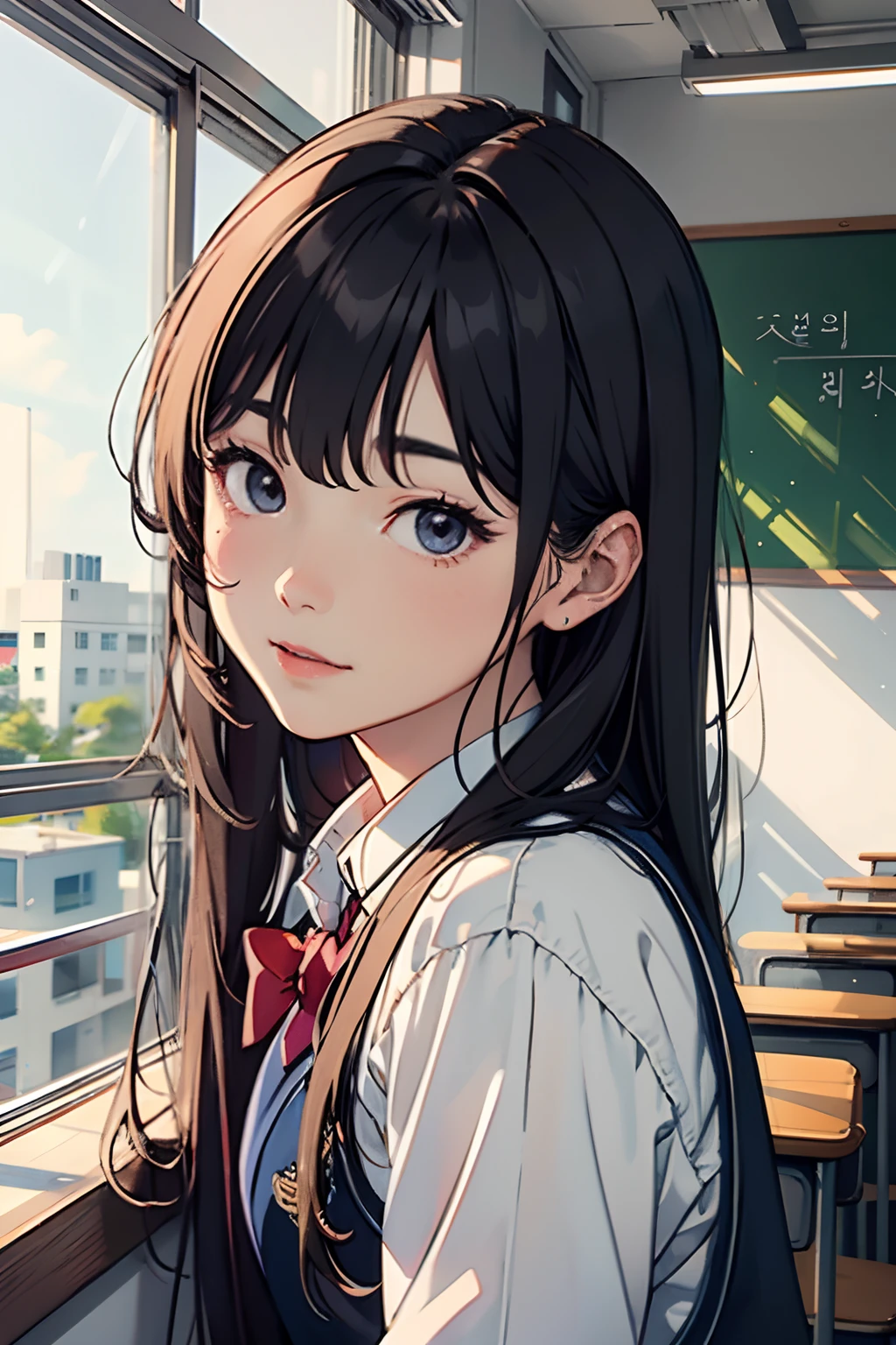 a cute handsome Korean flirty and in school uniform