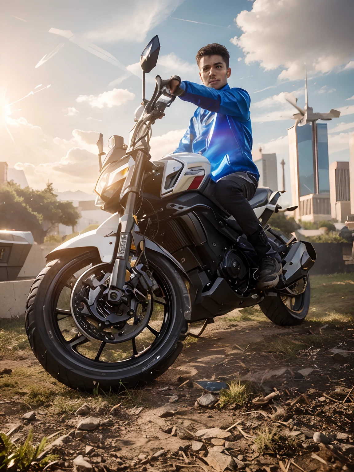 Boy with futuristic background realistic face 8k altra hd