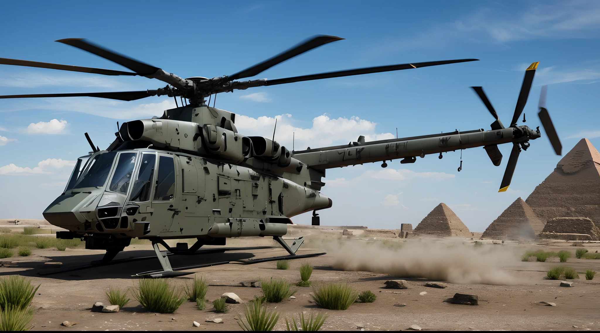 a military helicopter that is flying in the sky, camouflage paint, skilled warrior of the apache, 2019 trending photo, videogame asset, armor plating, should eyes, egyptian environment, lynx, highly turbulent, by Peter Snow, h 800, canon 100 mm, asset