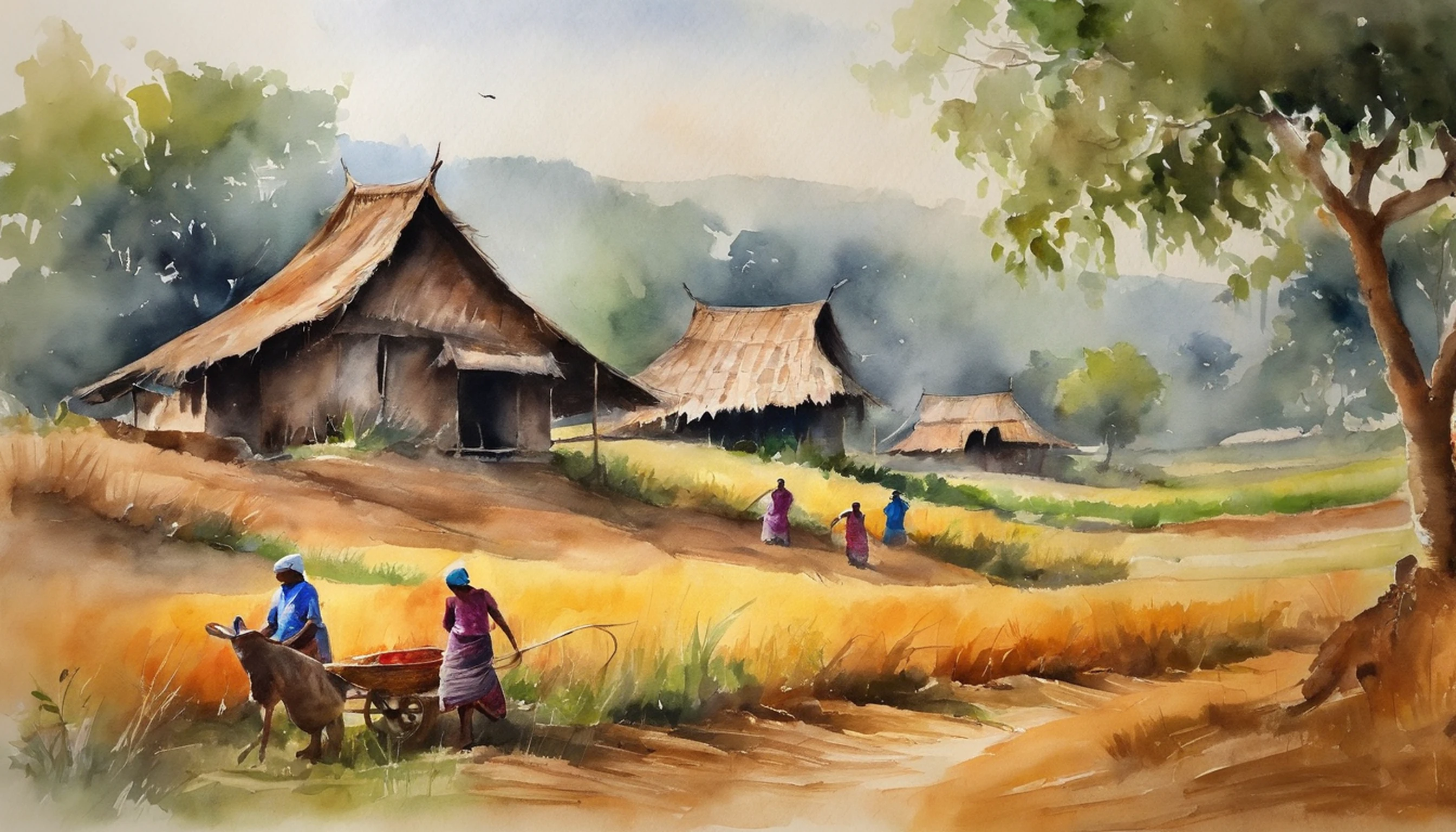 myanmar burmese village, Farm and cottage, farmer girls