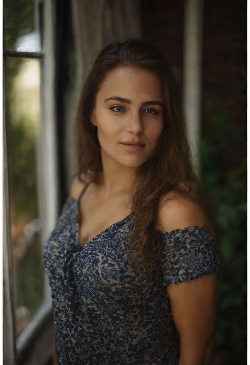 Retrato de uma jovem de 18 anos, linda, linda, perfeita, petit teen, russa, of cotton panties, deitada na cama, bunda para cima, topless big breast boobs (luz escura e mal-humorada: