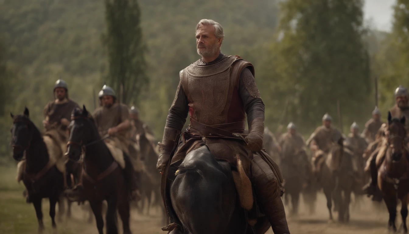 Hannibal Barca, a formidable Carthaginian general, emerges on the battlefield with a vision of power and authority, wielding weapons of destiny, ready to etch his indomitable legacy into history. Realistic style, Artistic inspiration by Greg Rutkowski, camera: Medium telephoto, Shot: Wide, Rendering-related information: (hyperrealistic 3 d render:1.16), (rootkowski:1.1), (Intricate details:1.2), (Oil painting:1.3)