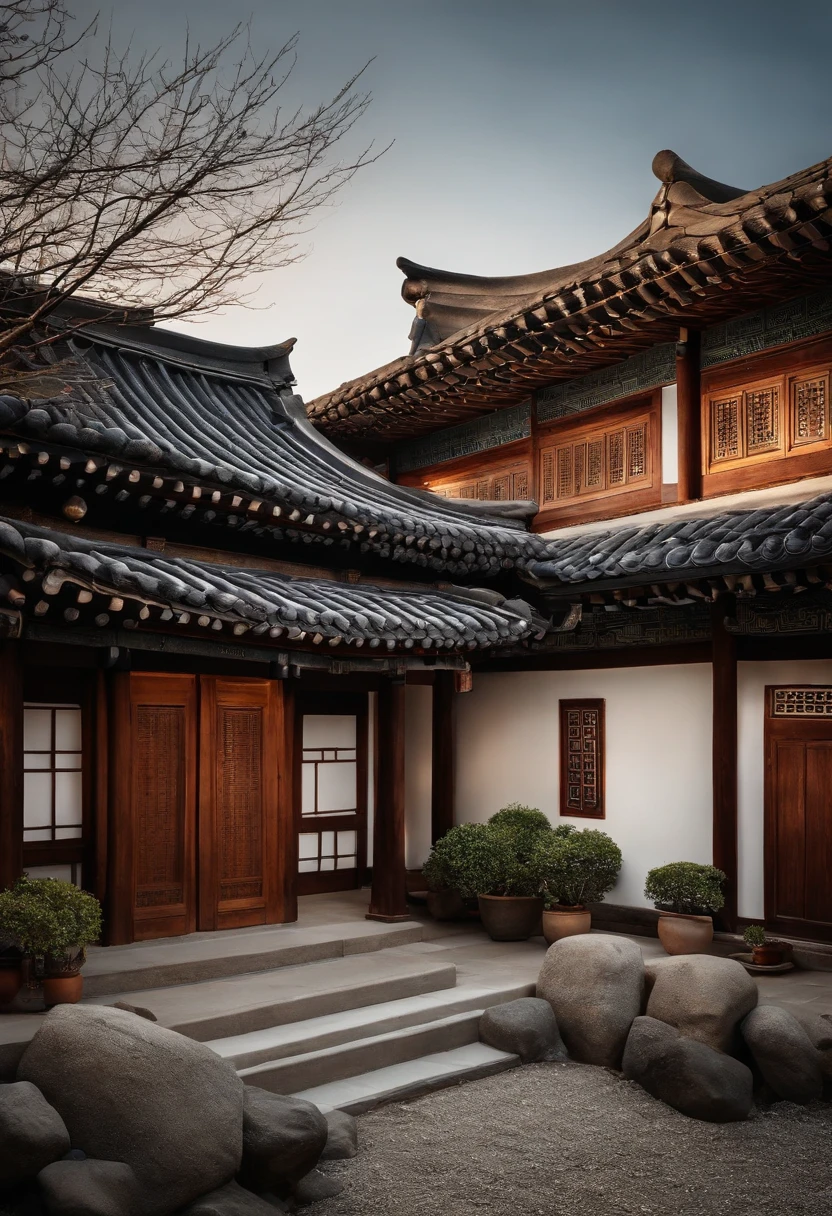 Hanok on white background