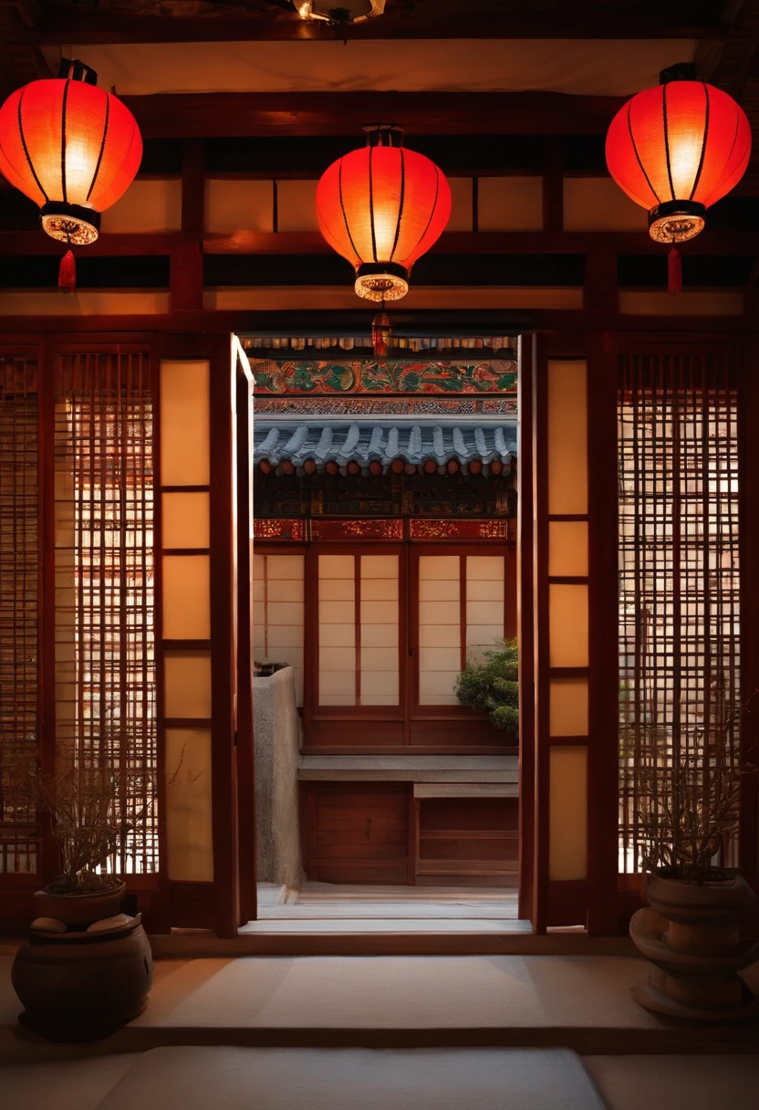 A small hanok that is not packed in the background