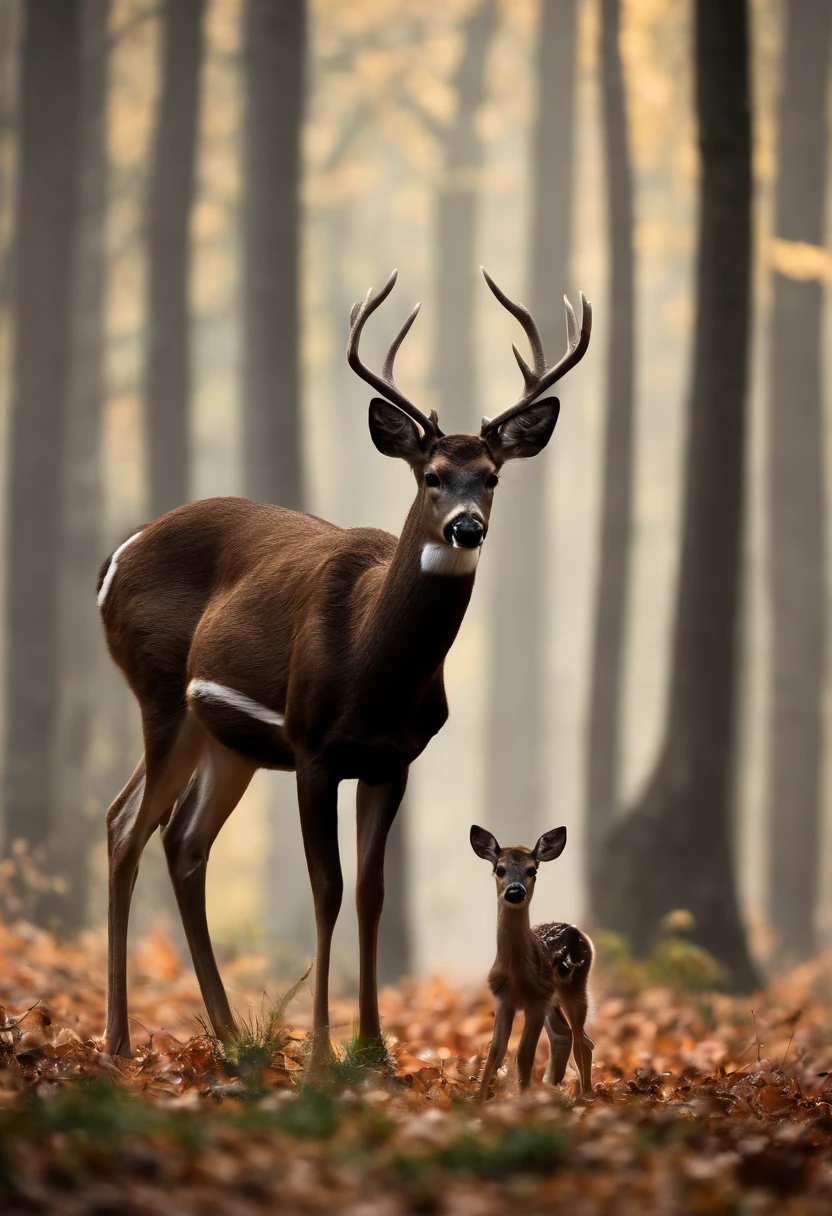 Deer with baby deer silouhette only black and white from the side. einfache formen. Feet clearly visible. Geeignet zum Laserschneiden