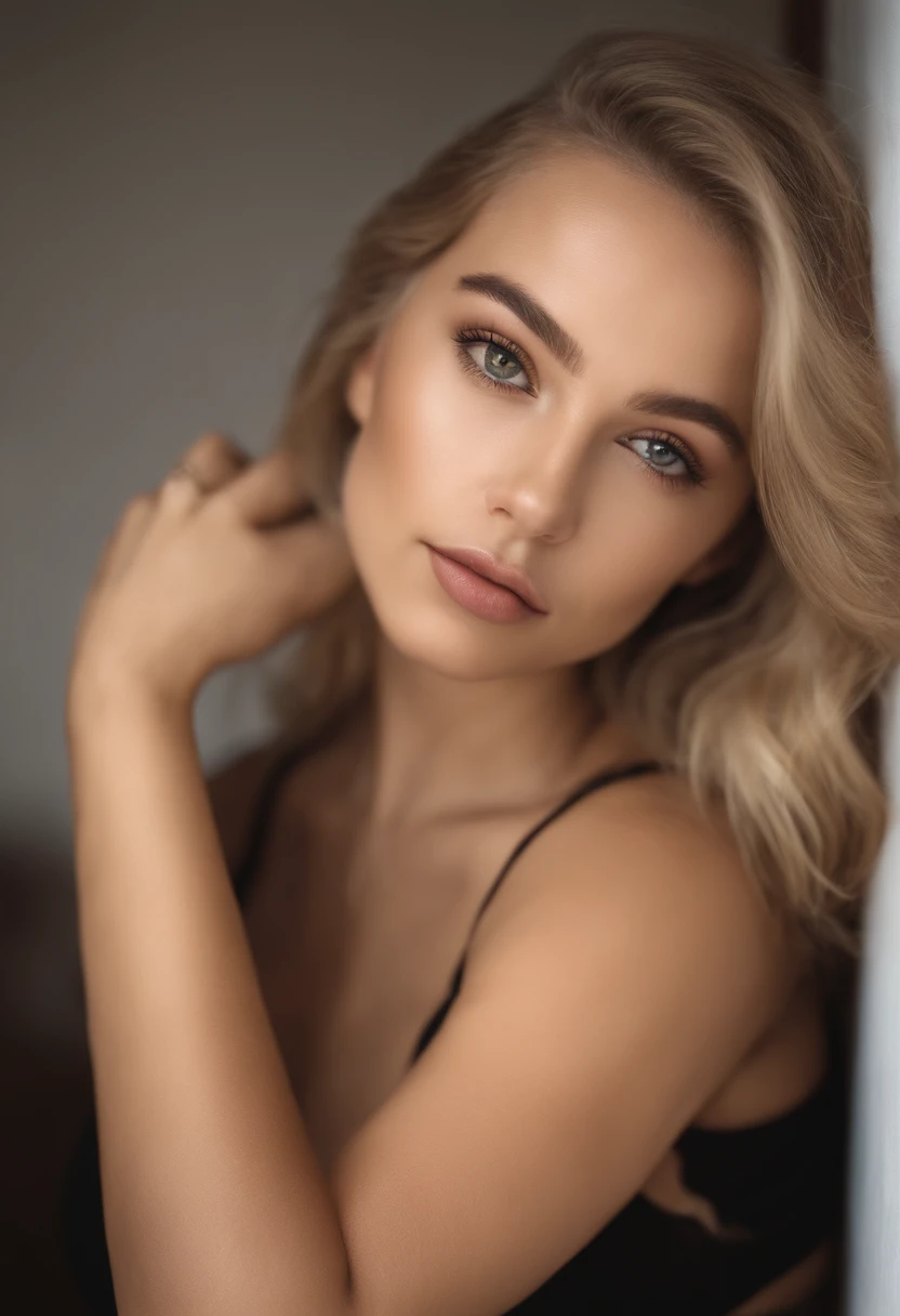 woman with matching tank top and panties, fille sexy aux yeux bleus, Portrait Sophie Mudd, Portrait de Corinna Kopf, cheveux blonds et grands yeux, selfie of a young woman, ohne Maquillage, maquillage naturel, Look directly into the camera, Visage avec Artgram, dezentes Maquillage, Grande photo du corps entier, dans la chambre, gros seins, Blond, Latin,latina,portrait madelyn clyne