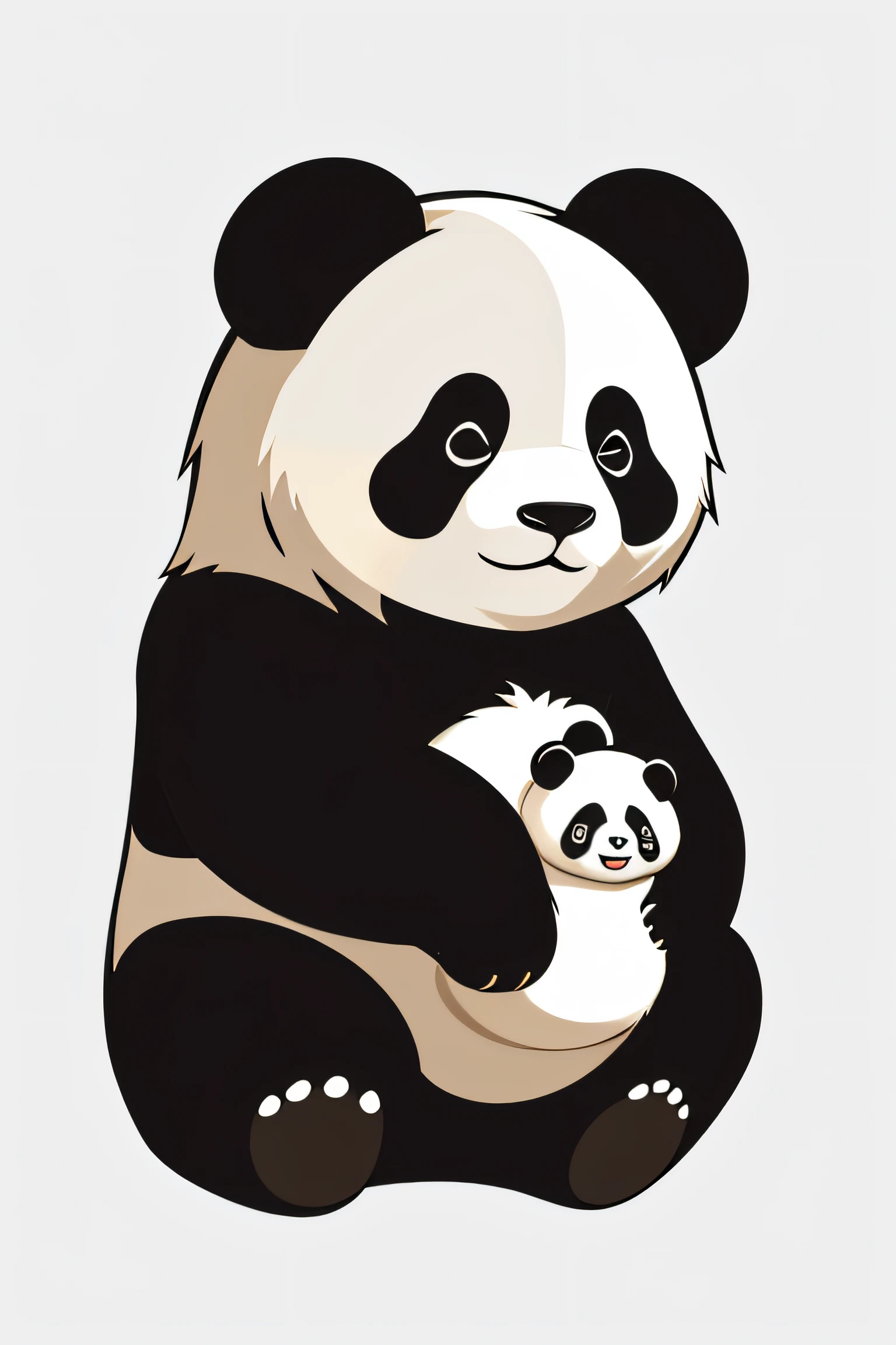 panda, sticker, cutout, vector, flat design, head only, white background