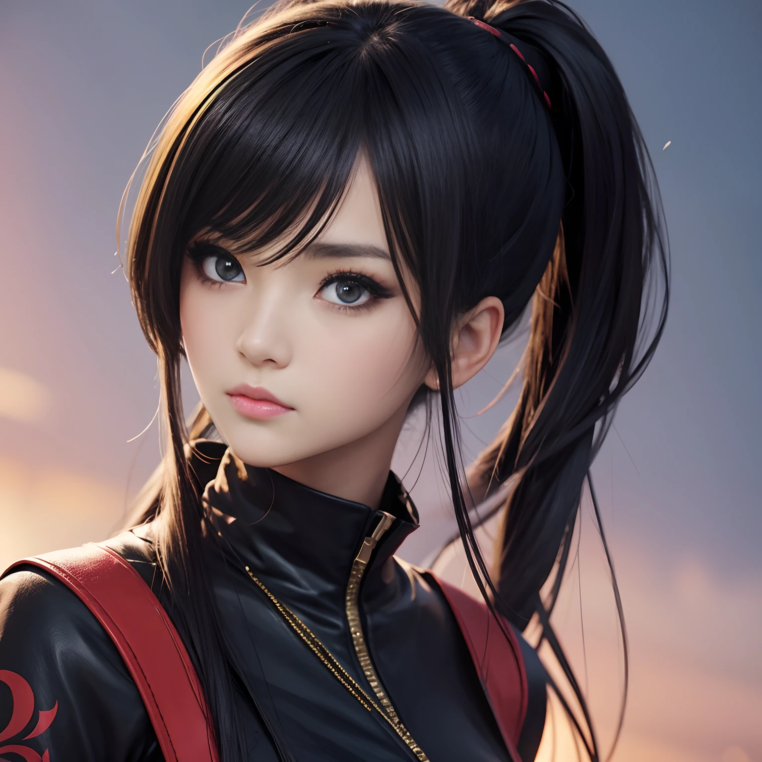 ninjartist,beuaty girl,Bust,full face shown,style of anime,Without background