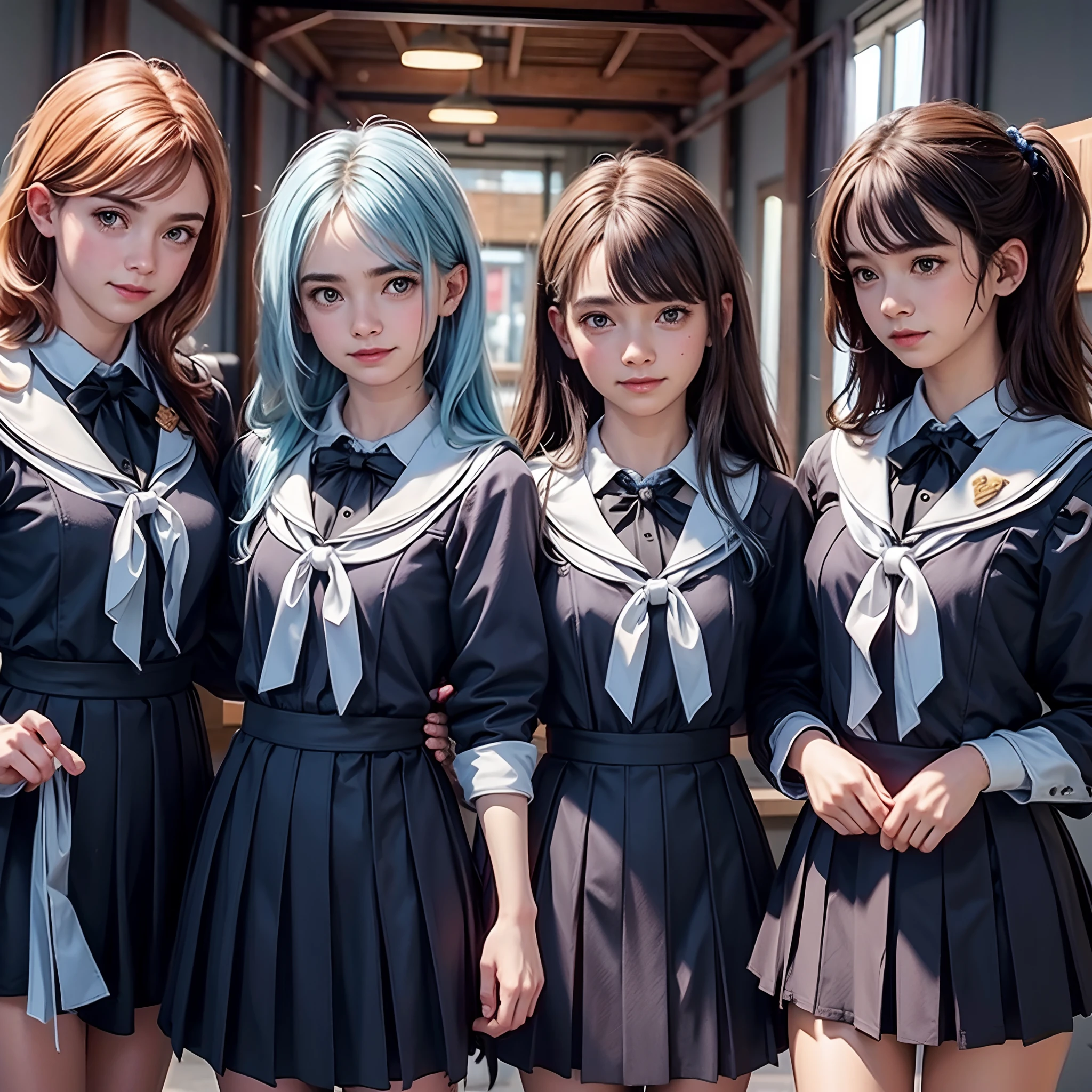 masterpiece,highest quality, upper body prototype (Sakstov:1.3), Brown long hair, bangs, Big eyes, parted lips, black eye, school uniform,17 years old,(lie:1.3),sexy pose、perfect body、