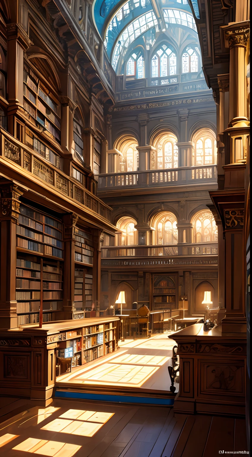 ((Best quality)), ((Masterpiece)), ((Ultra-detailed)), (illustration), (Detailed light),Magic Library