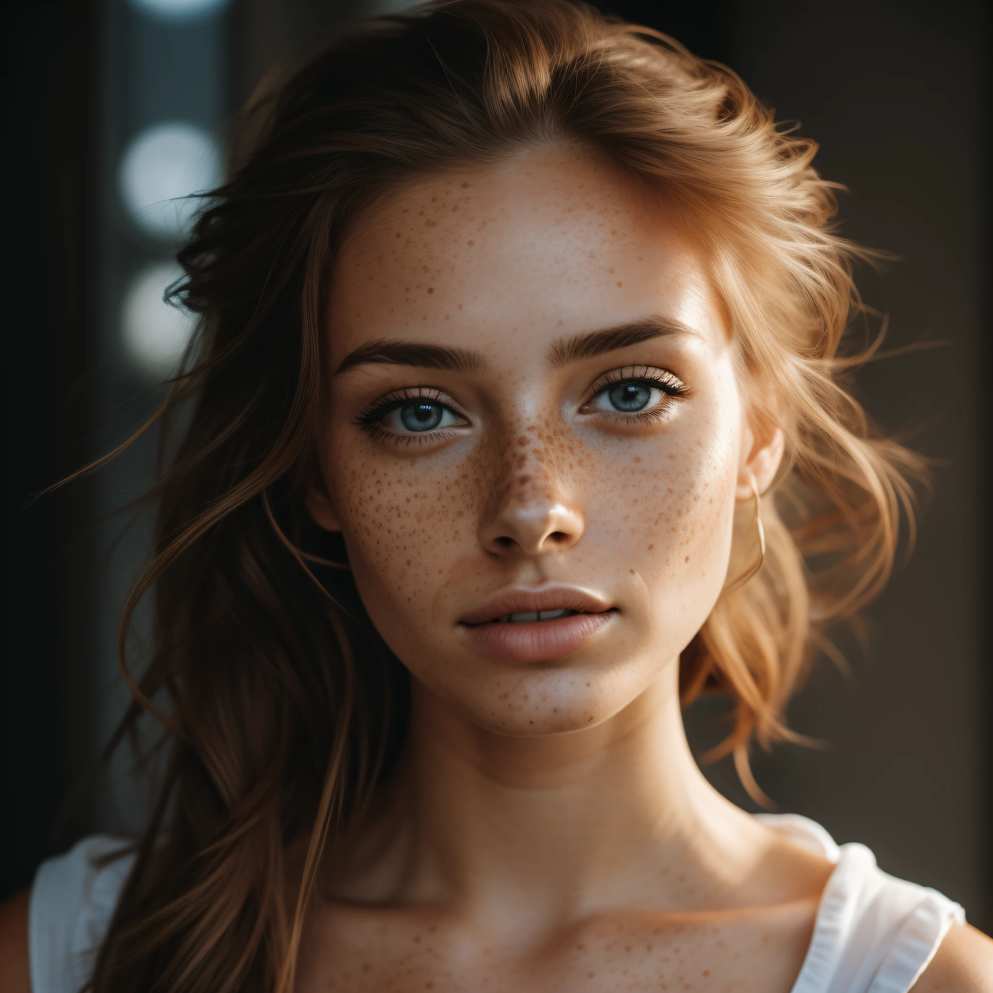 Woman with freckles