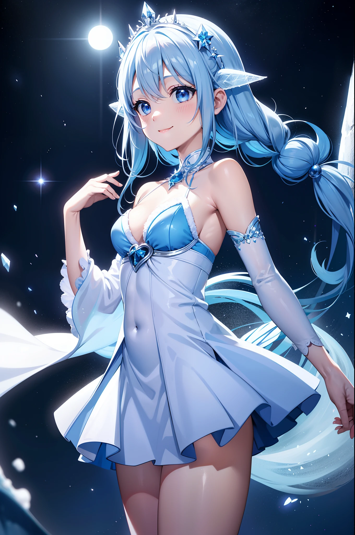 Super Idol a beauty girl A charming smile sky blue hair length hair Twin-tailed Bright blue and white costume constellation a moon Crystal brilliance
Spirit of Polar Light
World of ice and snow
The power of light and magic
Butoh and music
Polar Fairy
Arctic and Antarctic
Beauty and mystique