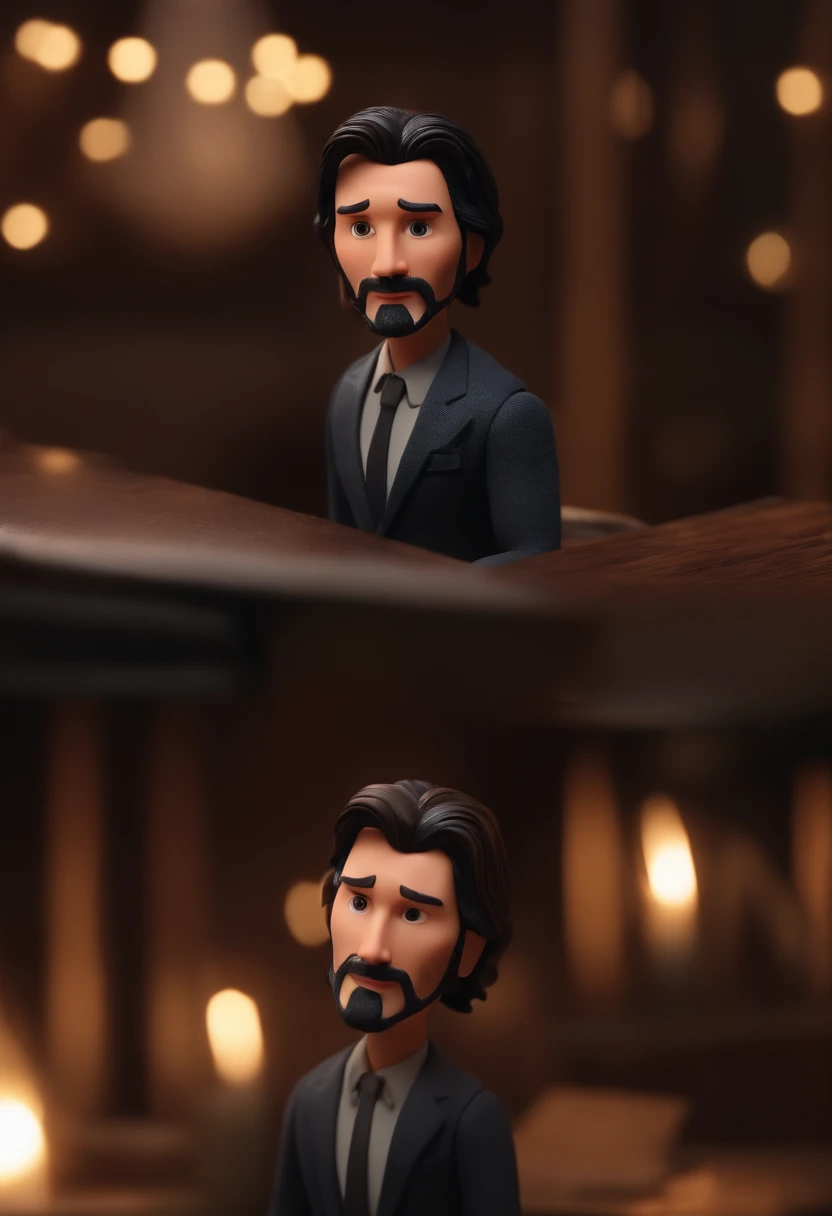 Keanu Reeves, (pixar style) (masterpiece:1.2) (bokeh) (best quality) (detailed skin) (detailed texture) (8k) (claymation) (cinematic lighting) (sharp focus)
