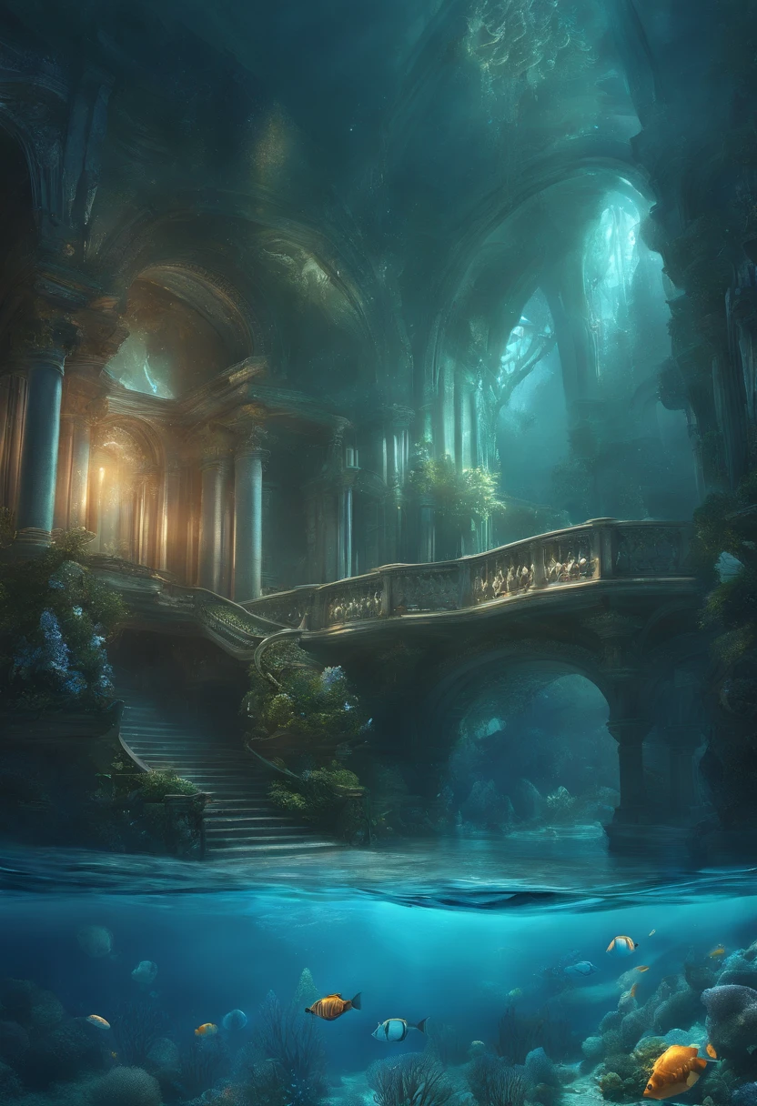 modelshoot style, (extremely detailed CG unity 8k wallpaper),((bubbly underwater scenery)),Futuristic Underwater Transparent Ice Sculpture Palace,Futuristic Underwater Transparent Ice Sculpture Palace,A beautiful underwater kingdom,Colorful tropical fish, Beautiful coral reef in the background,Expansive and breathtaking landscapes.Dive into the beautiful depths of the sea,The germ of art, Broken glass, ((bubbly underwater scenery)),Deepwater concept art, inspired by Andreas Rocha, andreas rocha style, detailed fantasy digital art, highly detailed 4k digital art, fantasy art behance, Surreal deep-sea landscape, ❄️ Dream Concept Art, Bussière Rutkowski Andreas Rocha, Highly detailed fantasy art, detailed digital 2d fantasy art