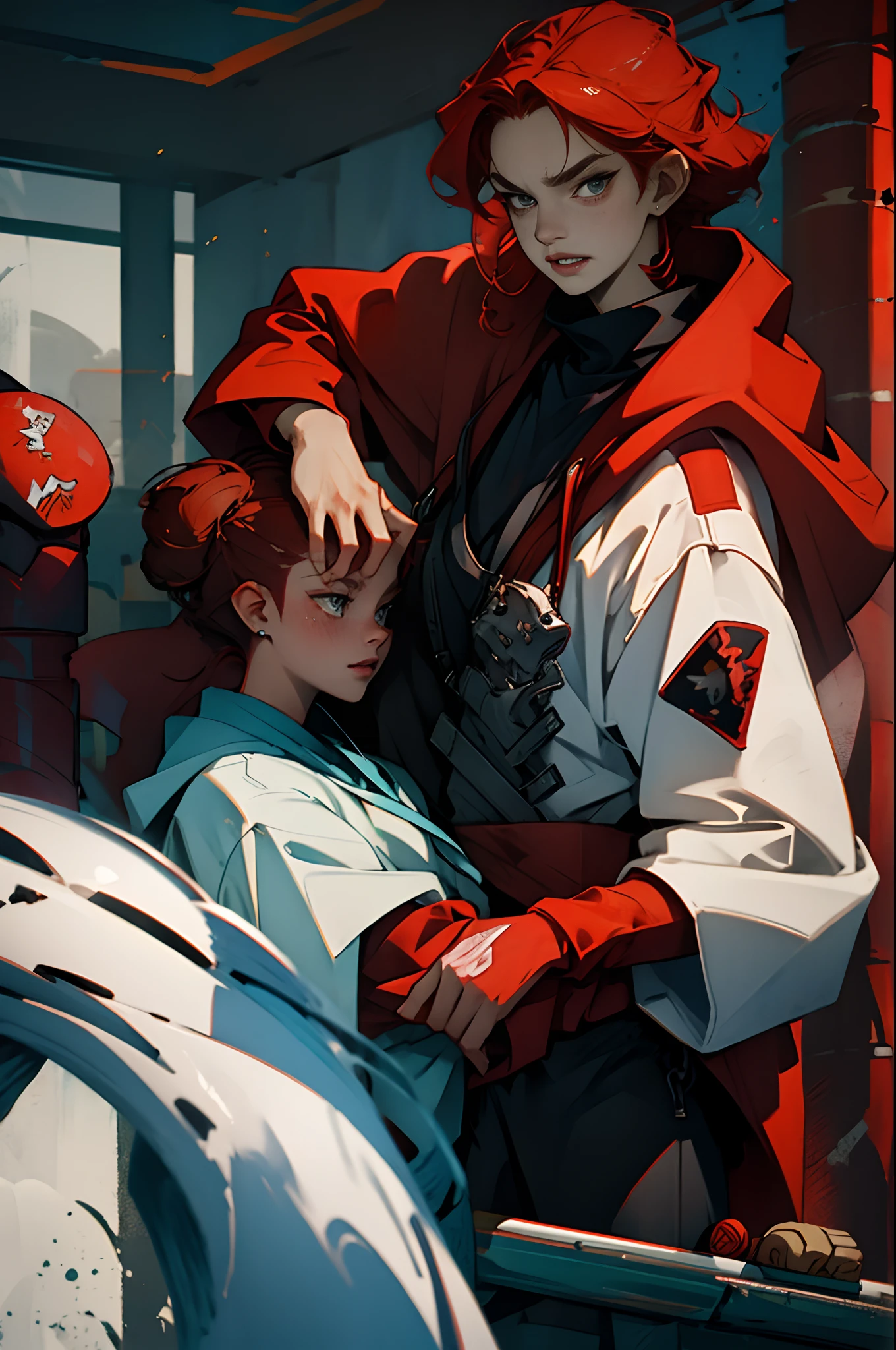 Man Red Hair Black Hoodie