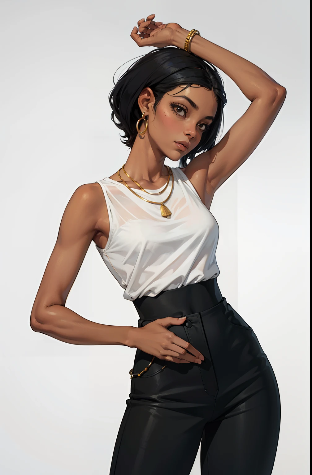 maquiagem, mascara, Lips are soft or colored, pele morena, preto, African traits, fundo preto simples, minimalismo, monotone, paletas de cores simples, limpo, Projetos afiados, silhuetas fluidas, skirts and tight pants, high-waisted skirts and pants, vestidos simples, camisas e blusas, assymetrical, geometric, Materiais e designs elegantes e luxuosos, simples, Minimal accessories, Necklaces and thin rings in silver or gold, Pulseiras simples, Designs diferenciados, silhuetas simples, estilo simples e sofisticado, elegence, minimalismo, materiais de alta qualidade, Fresh and urban printing, alta moda, Simplicity and sophistication,