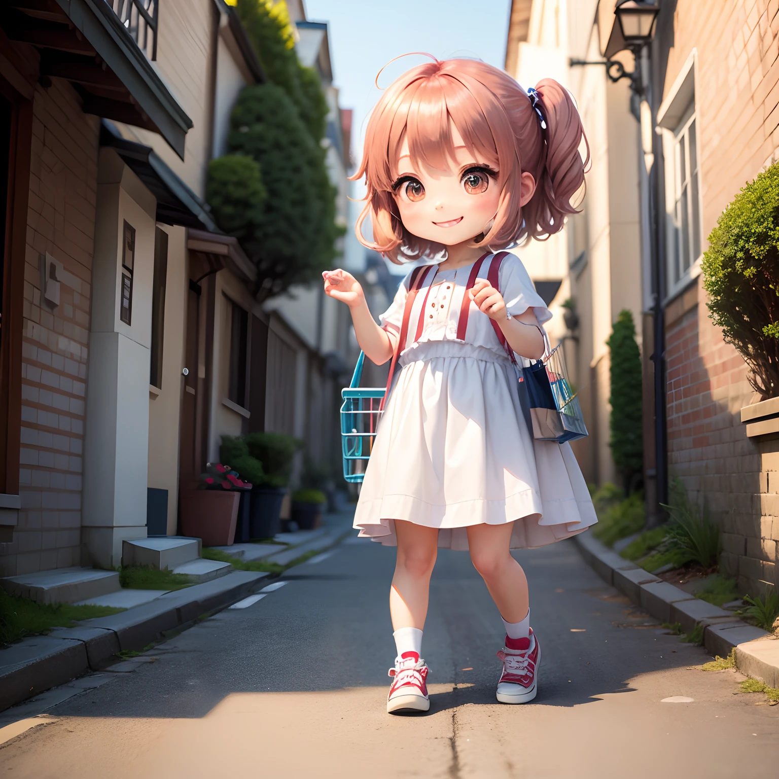 (best quality), short skirt, red sandals, , soft light, light smile, standing down on her feet, densely covered with rose branches.