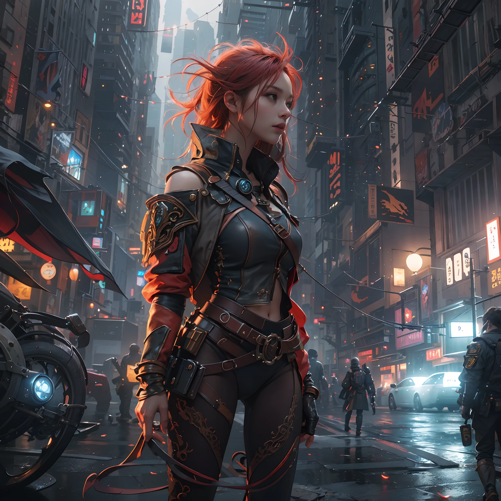 8k, top-quality, （pubic hair beauty）、hight resolution, realisticlying, realperson, Woman in the City of Fire, concept art inspired by Aleksi Briclot, cg society contest winner, Fantasy Art, fantastic screenshot art, epic digital concept art, 8K HD Concept Art, cg art, 3 d render and matte painting, 4K concept art, 4K concept art, sci fi epic digital art, 4K resolution concept art