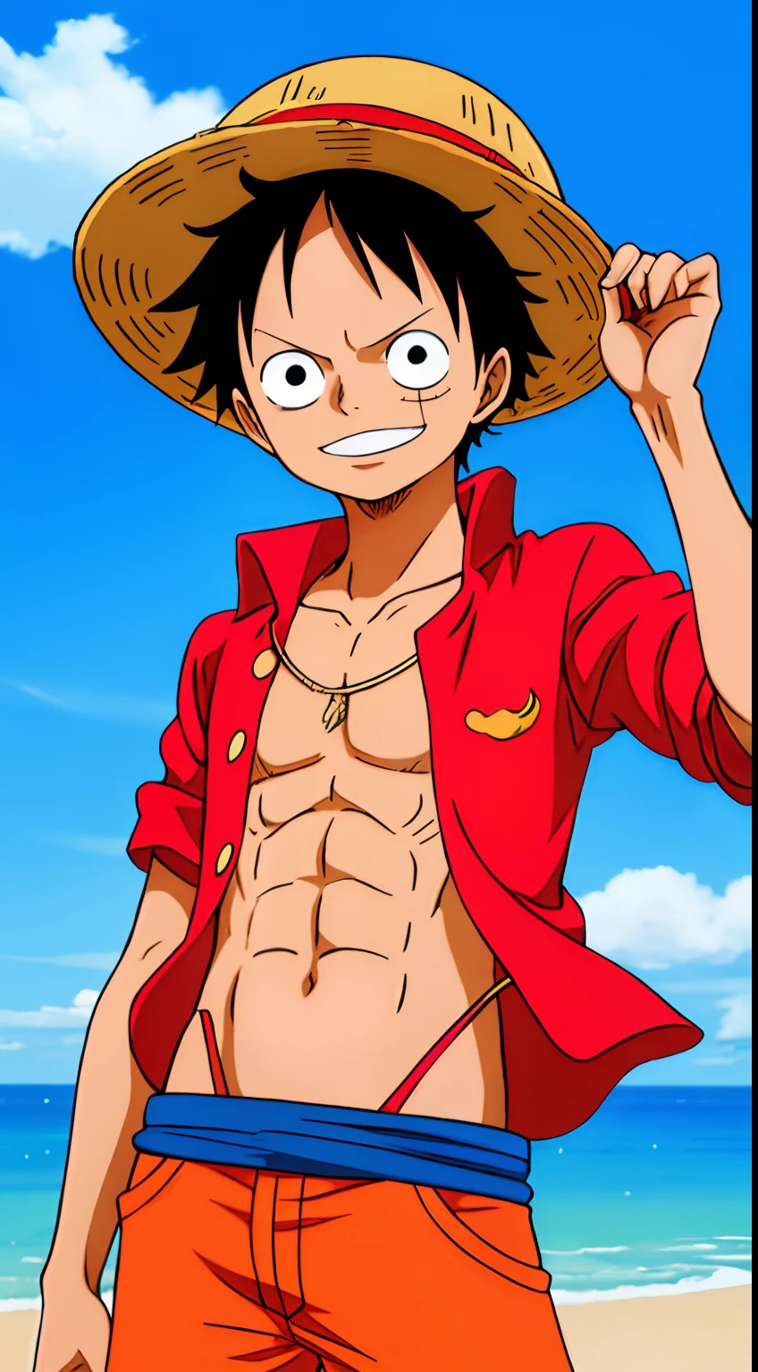[wanostyle:1.3] Luffy, The protagonist of One Piece, Depicted in [portrait image] with its [Best Quality]. His [wanostyle] The design reflects the artistic and cultural style of the country of Wanu.,murderer,straw hat