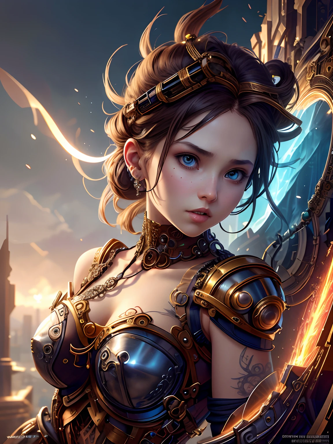 a girl, concept art, epic, hyper detailed intricate, steampunk, portrait