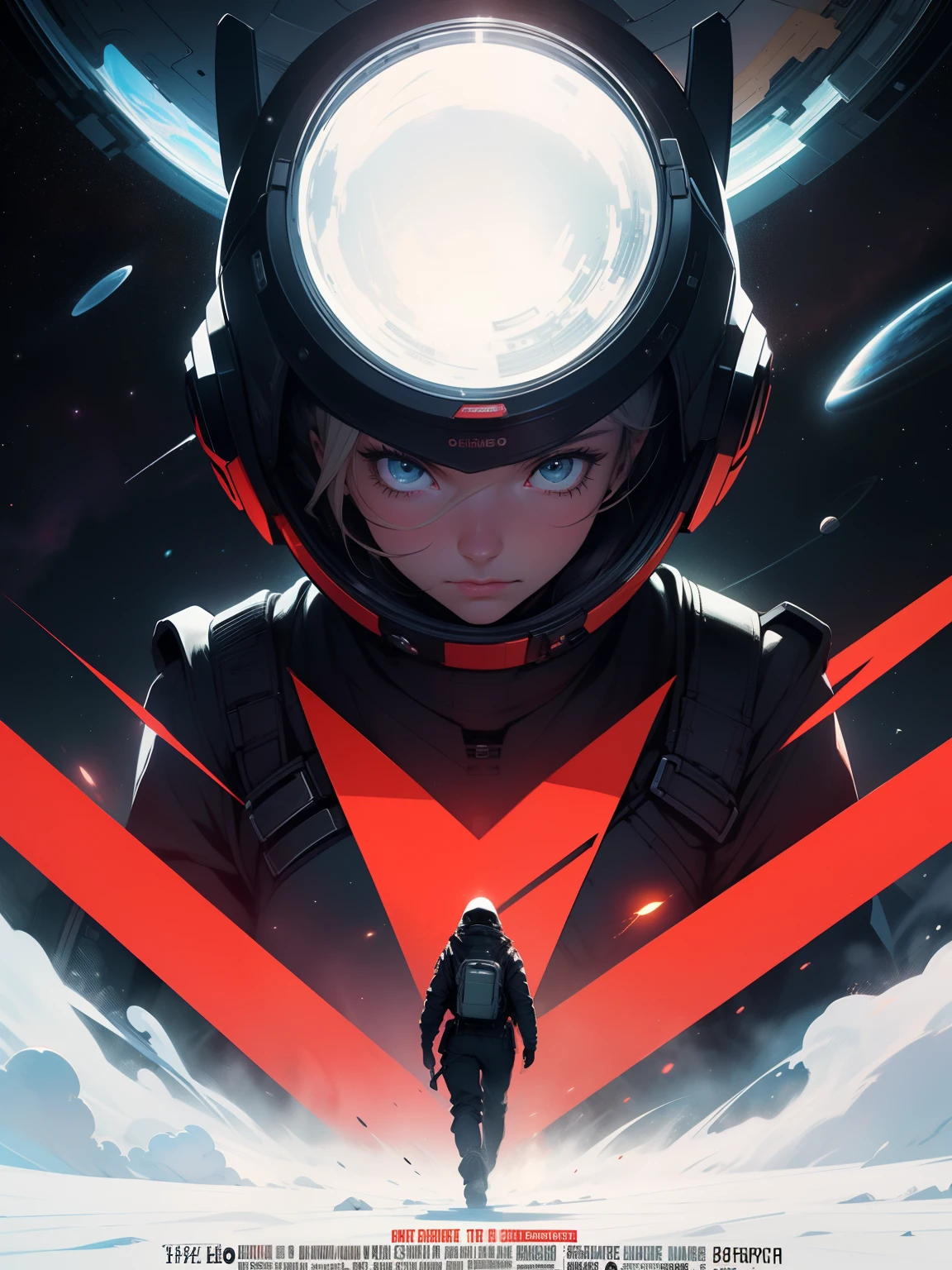 master part, melhor qualidade, 1 girl, Cartaz do filme Space Thriller, poster_Branco_frame, Bauhaus, forma, Linha, abstrair, construtivismo, soviete, vermelho_estrela, comunismo_propaganda