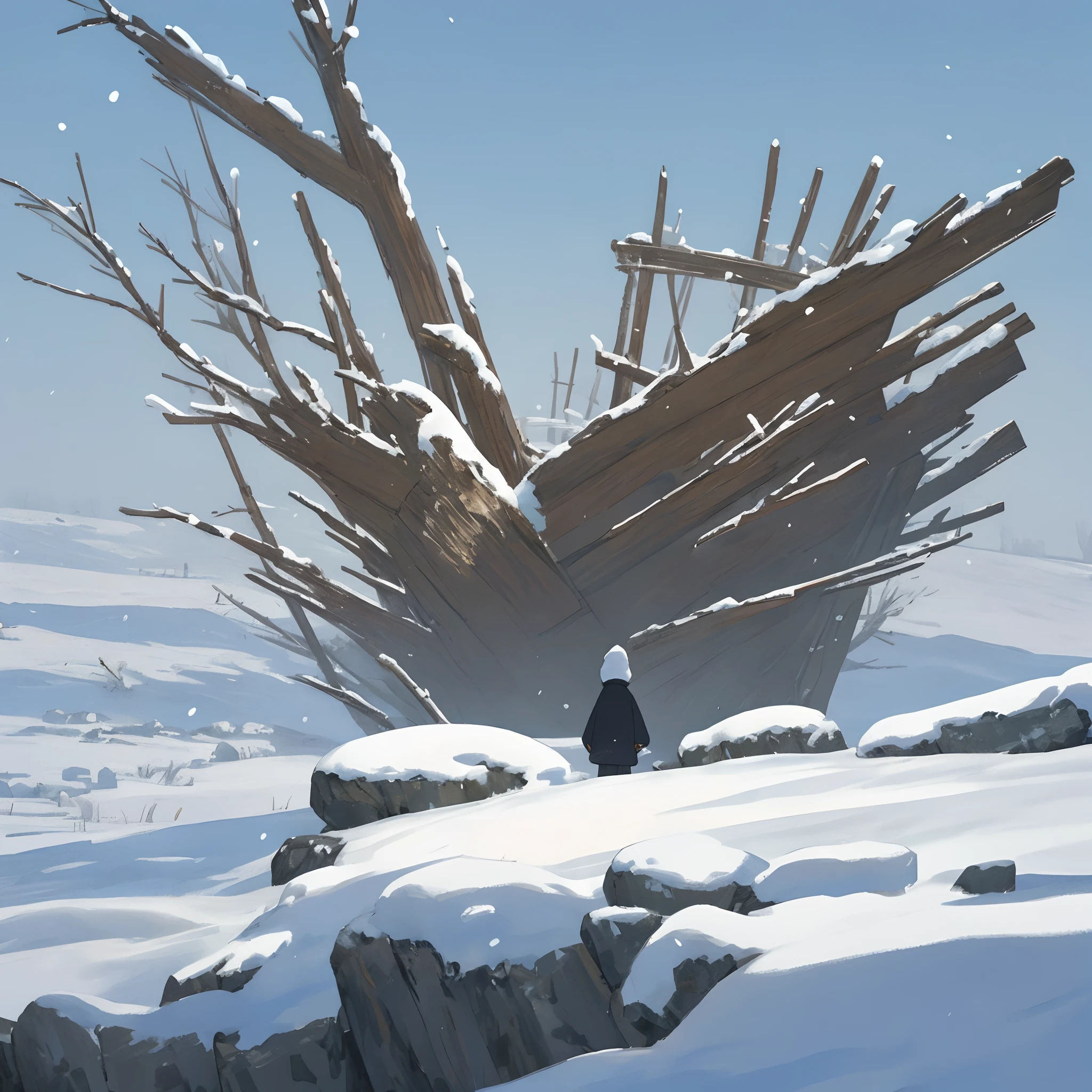 Wind and snow ancient wind lonely lonely person GIF