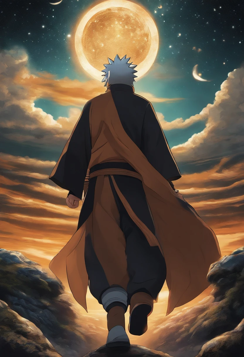 Naruto senses the disturbance and investigates, finding strange energy readings and dark disturbances in the fabric of the universe. He sets off to confront the unknown force.