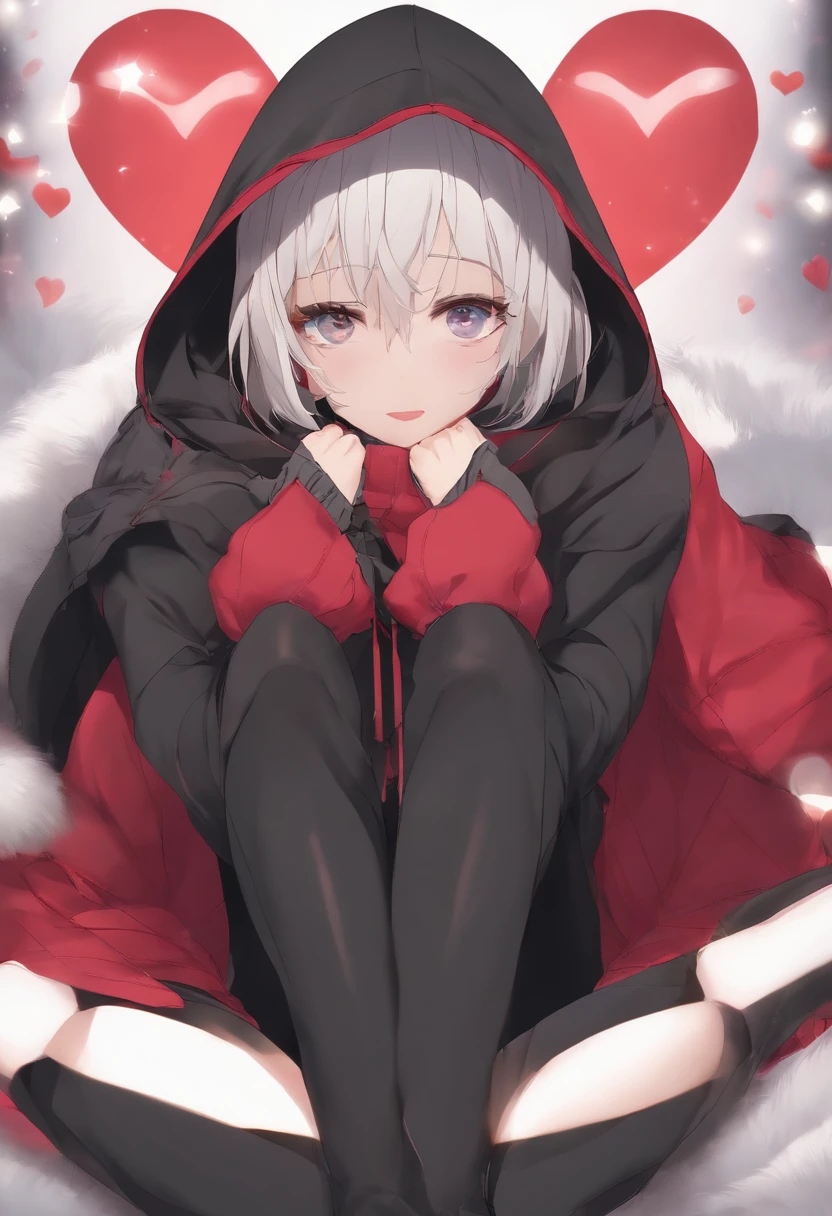 masutepiece,1girl in,Solo ,Heart-shaped pupil,Open mouth,Hoodie,, stationary restraints,