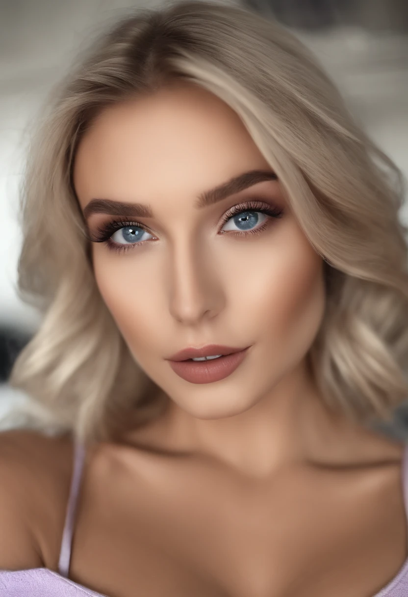 arafed frau voll , Sexy girl with blue eyes, ultra realistisch, Akribisch detailliert, portrait sophie mudd, blonde hair and large eyes, Selfie einer jungen Frau, Augen im Schlafzimmer, Violet Myers, ohne Make-up, Natural makeup, Blick direkt in die Kamera, Gesicht mit Artgram, dezentes Make-up, Stunning full body shot, die auf dem Bett kniet, in the office, medium to large bust size; ; ;nackt