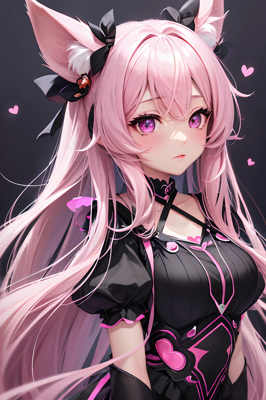 striated hair,Pink twin-tailed hair, Mole under the eyes, mole under mouth, Heart-shaped pupil, longeyelashes, Pink eyes, Heart-shaped choker、full body Esbian、gazing at viewer、Shy, blush, nose blush,Anime style, Color Field Painting, Ray tracing, bloom, One-person viewpoint, nffsw, awardwinning, 16 K, Best Quality, high details, High quality, masutepiece, hight resolution, ccurate, Super Detail、chee