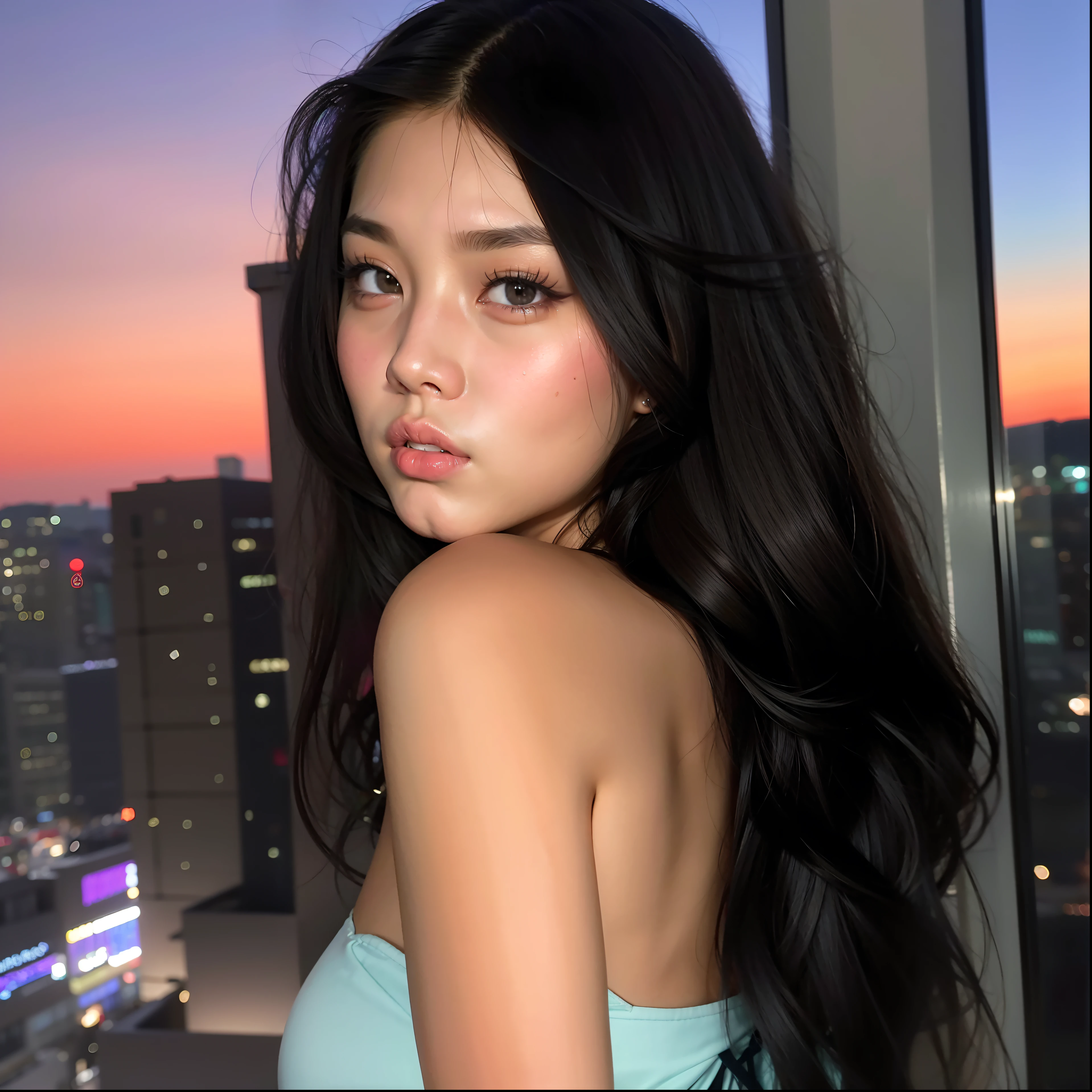 Asian woman araffed in a blue dress looking out of a window, jennie blackpink, Beautiful Asian girl, 18 anos, imagem vazada, beleza de cair o queixo, foto de uma mulher bonita, a young asian woman,  atraente, Poarch bonito, ela tem cerca de 1 6 anos de idade, cindy avelino, Modelo do Instagram, an Asian woman