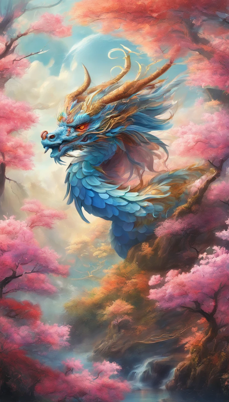 Blue sky in dreams，baiyun，Super ethereal me sky，Thick white clouds，Like white clouds in a fairyland，The dragon flies like a phoenix dancing cloud，（ultra-realistic realism），（Unreal style），（8k wallpaper），（light and shadow effect），rendering by octane，White balance design，Extremely detailed picture depiction，wide angles，depth of fields，tmasterpiece，realisticlying，Beautifully depicted，A detailed，acurate，Works of masters，tmasterpiece