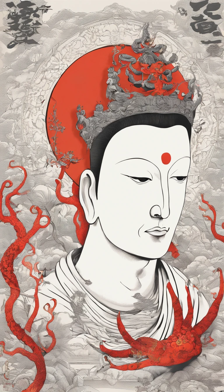 White T-shirt、Plain T-shirt、T-shirt with a small octopus mark on the right chest、ember、Red-haired、short-haired、sportsman、Deer antlers on the head、Great Buddha of Nara