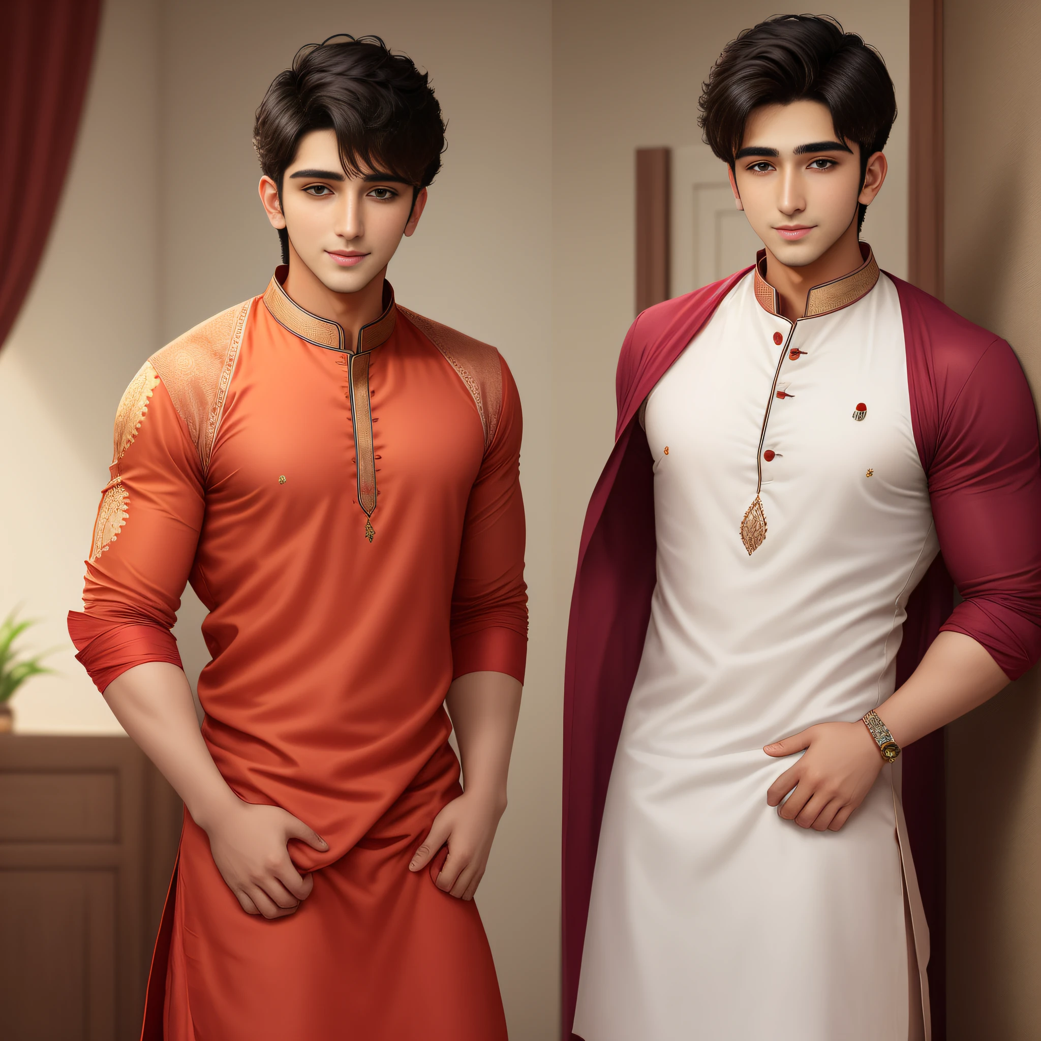 Handsome boy with Indian kurta