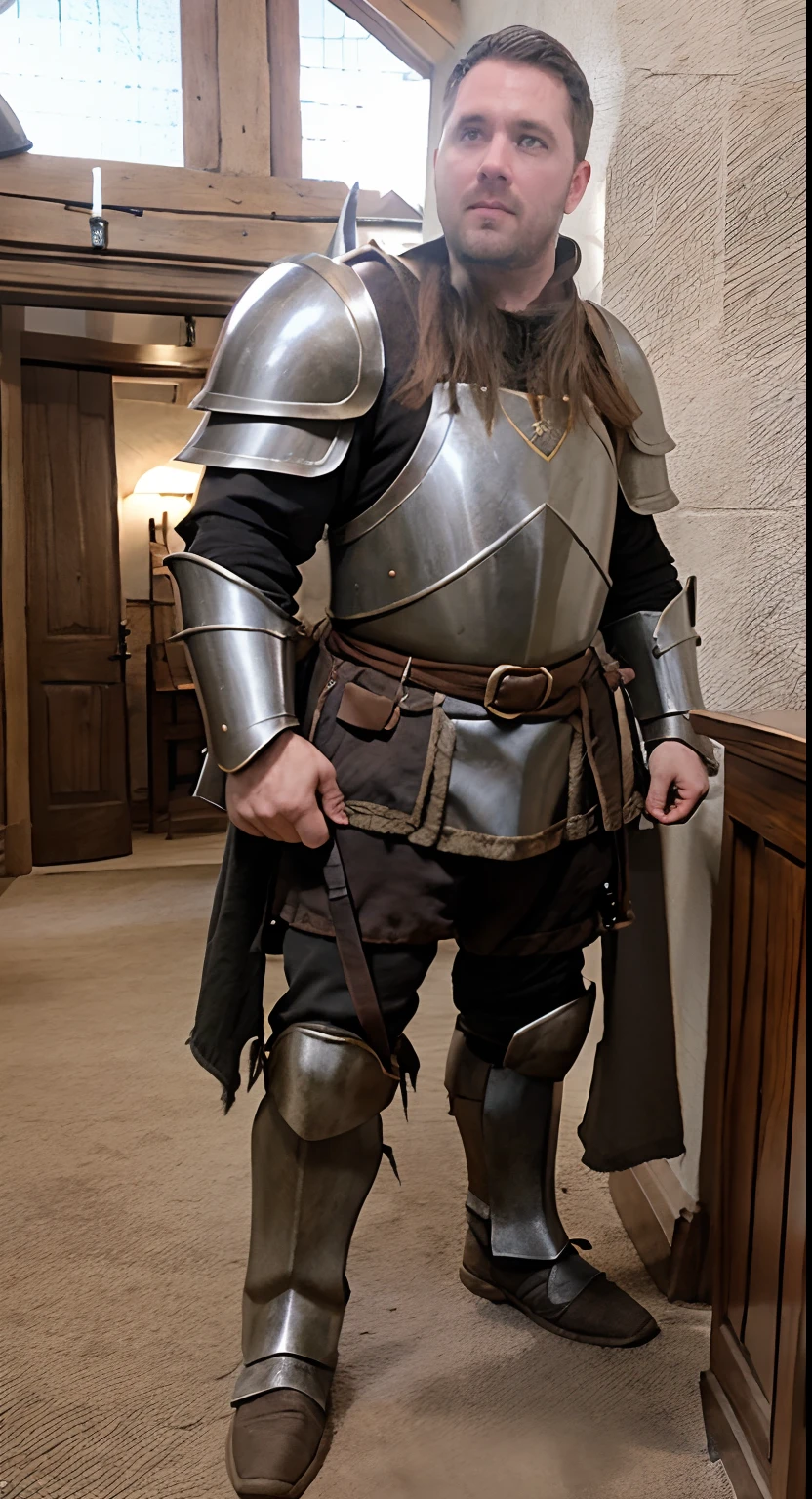 Fantasy dwarf from lord of the rings, fantasy, plate armor, in the hall of the mountain