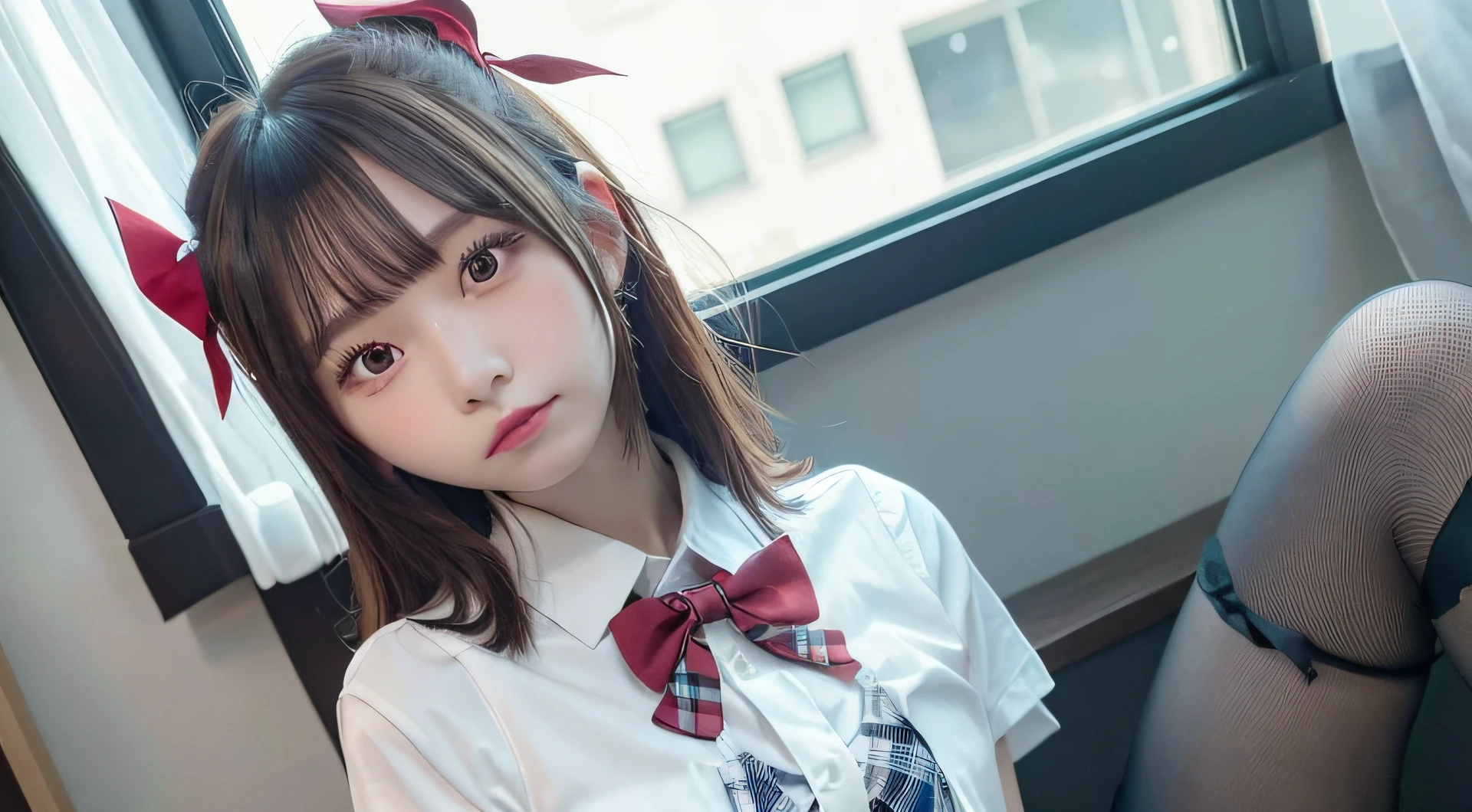 anime girl with black hair and a bow tie holding a erfly, anime visual of a cute girl, anime moe artstyle, guweiz, hinata hyuga, anime style like fate/stay night, iwakura lain, artwork in the style of guweiz, soft anime illustration, by Jin Homura, shikamimi, made with anime painter studio