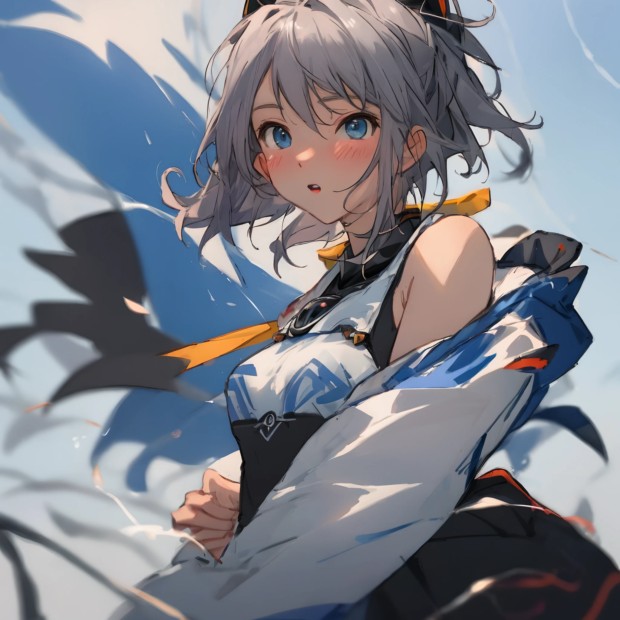 1girl, bird feathers, bird wings, one leg up, pantyhose, thighs, thic, medium breasts, in spaceship, red space suit, one leg up