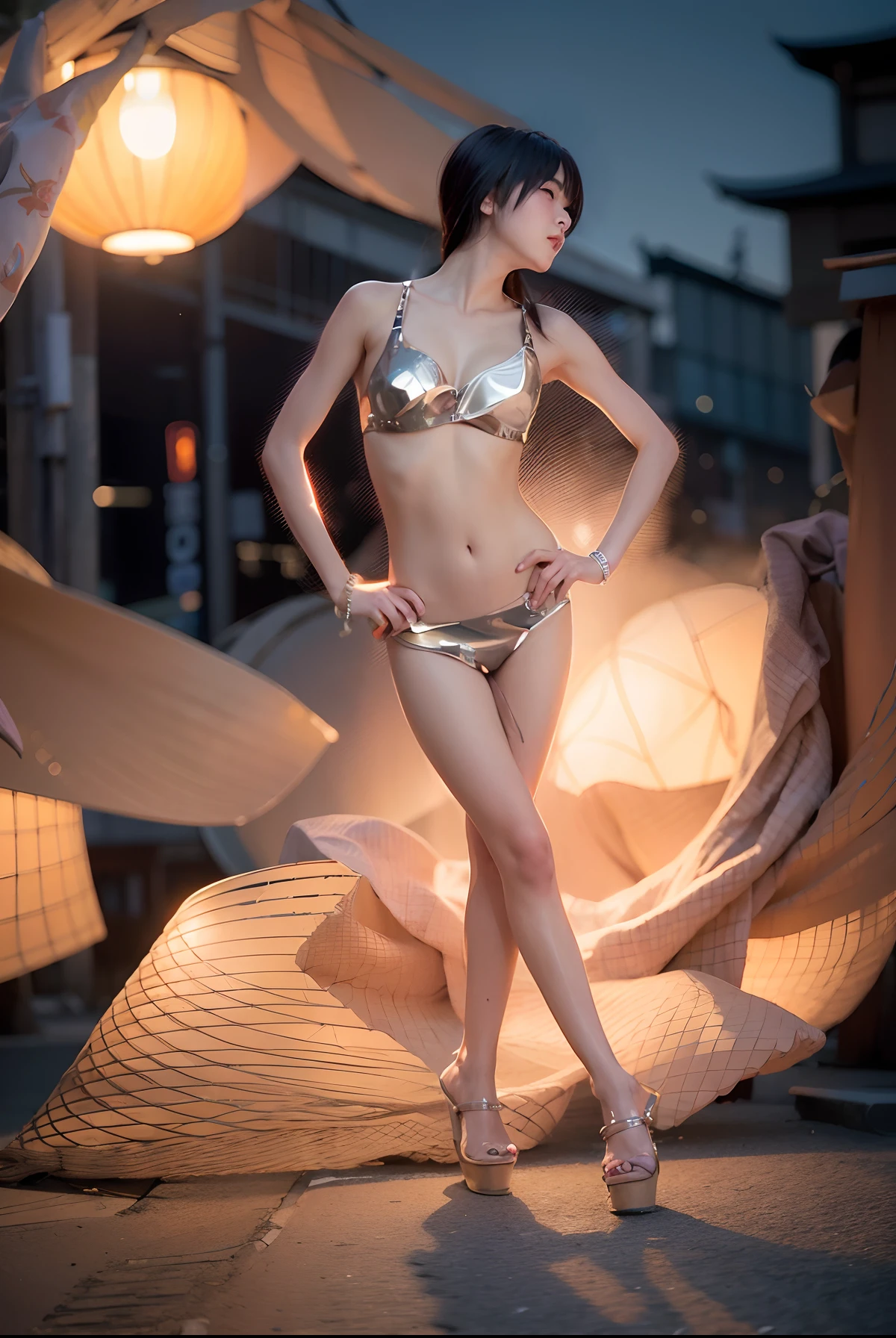 1girl, Tokyo street,night, cityscape,city lights,upper body,close-up,smile,, (8k, RAW photo, best quality, masterpiece:1.2),(realistic, photo-realistic:1.37),