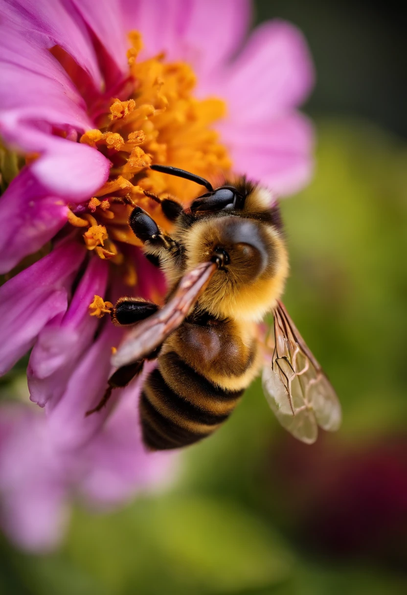 Macro shot of bee on flower
