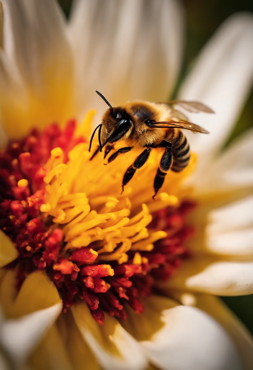 Macro shot of bee on flower