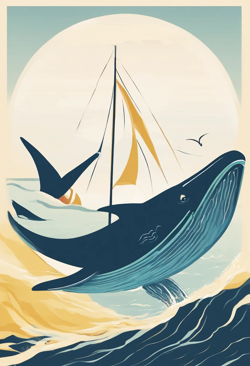 Golden-yellow round outer outline,A red ribbon is wrapped around the silhouette,Inside, there is a leaping whale swimming freely in the azure ocean。Right in the center"1"Represents our first (1)Class this loving collective。Below is a thick book and a magnifying glass,Books show soaring seagulls and beautiful sailing ships。