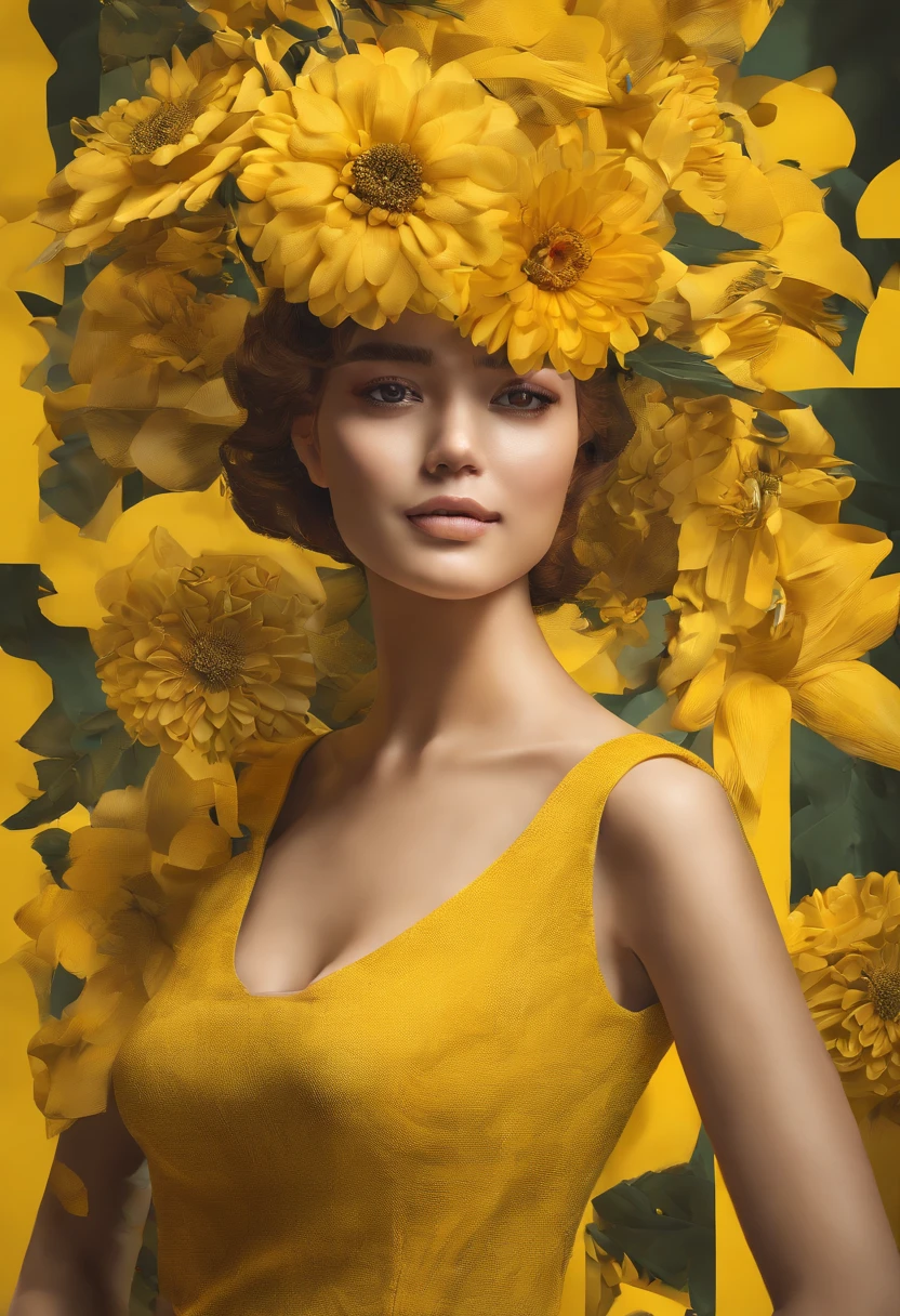 Skincare illustration poster design,planar,Not C4D,A boy with,Grass-centric skincare,solid color backdrop,Decorate with flowers,lamp lights & Shadows,exquisite detailing,Positive perspective,imagination,Dream,Warmth