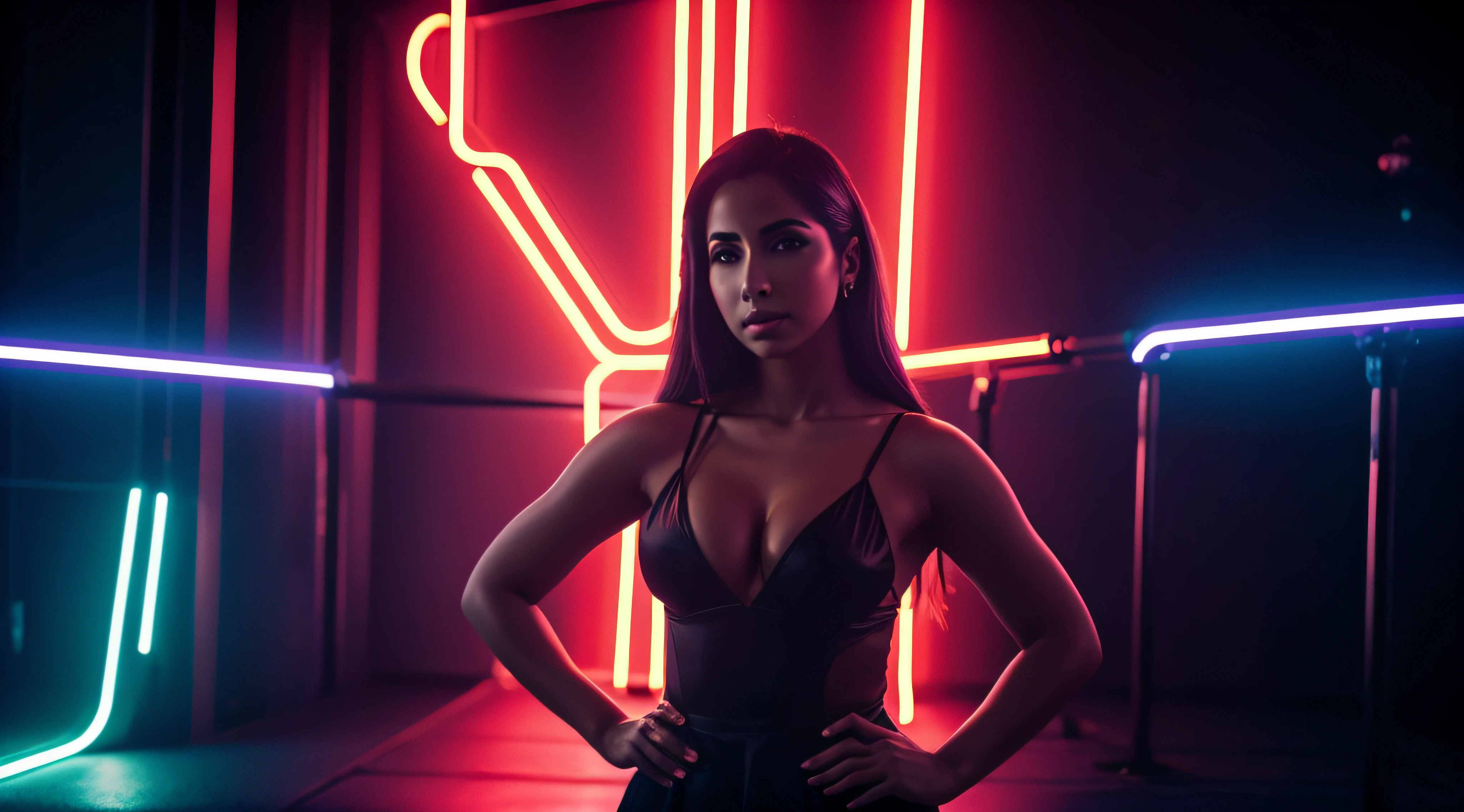(obra prima) (ultradetalhada) (ultrarrealista | | | | | | | |) Cantora Anitta, roupas provocativas, ensaio sensual, Neon light, noite, Foto premiada, BLN-L24, exposure,Alto contraste,low saturation,high saturation 8k 3D, f 2.8 lentes, Cinematic lighting